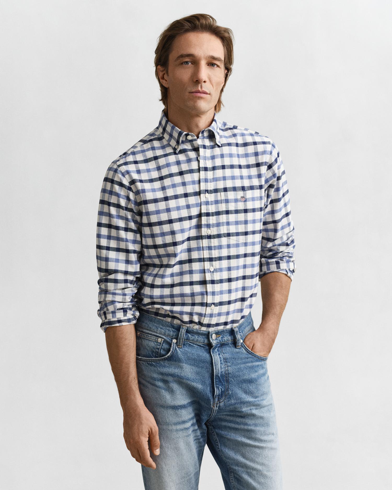 Camisa Oxford de hombre Regular Fit a cuadros - Gant - Azul Azul-1