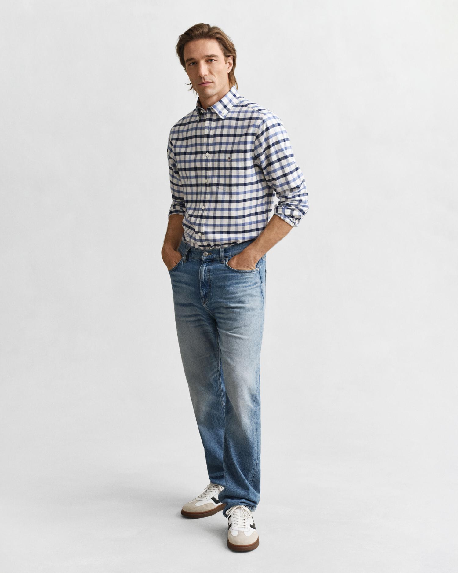 Camisa Oxford de hombre Regular Fit a cuadros - Gant - Azul Azul-4