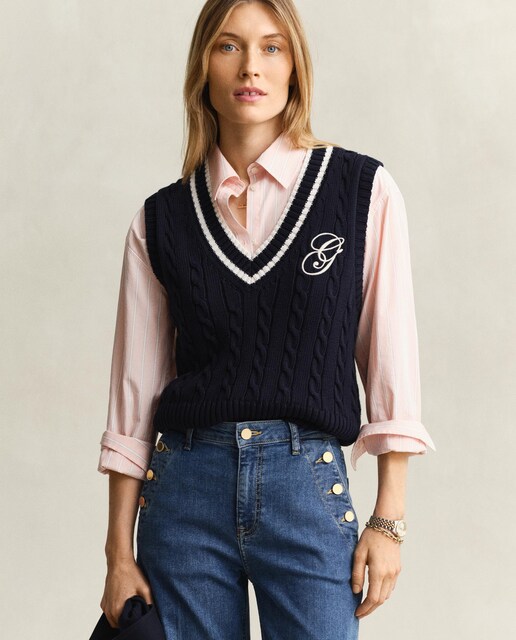 Imagen 0 de Chaleco de mujer de punto de ochos de algodón