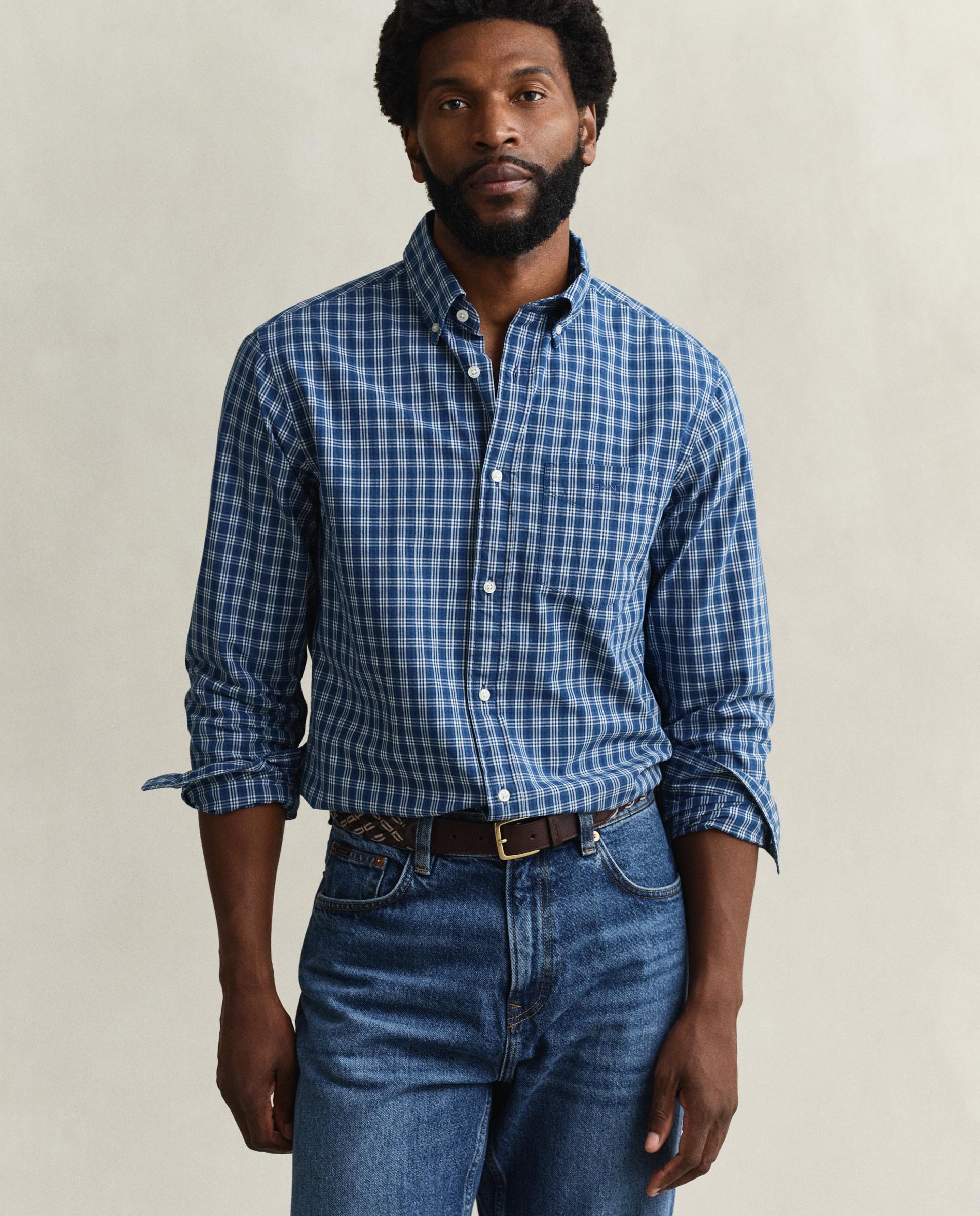 Imagen 0 de Camisa de hombre de cuadros añil Azul índigo