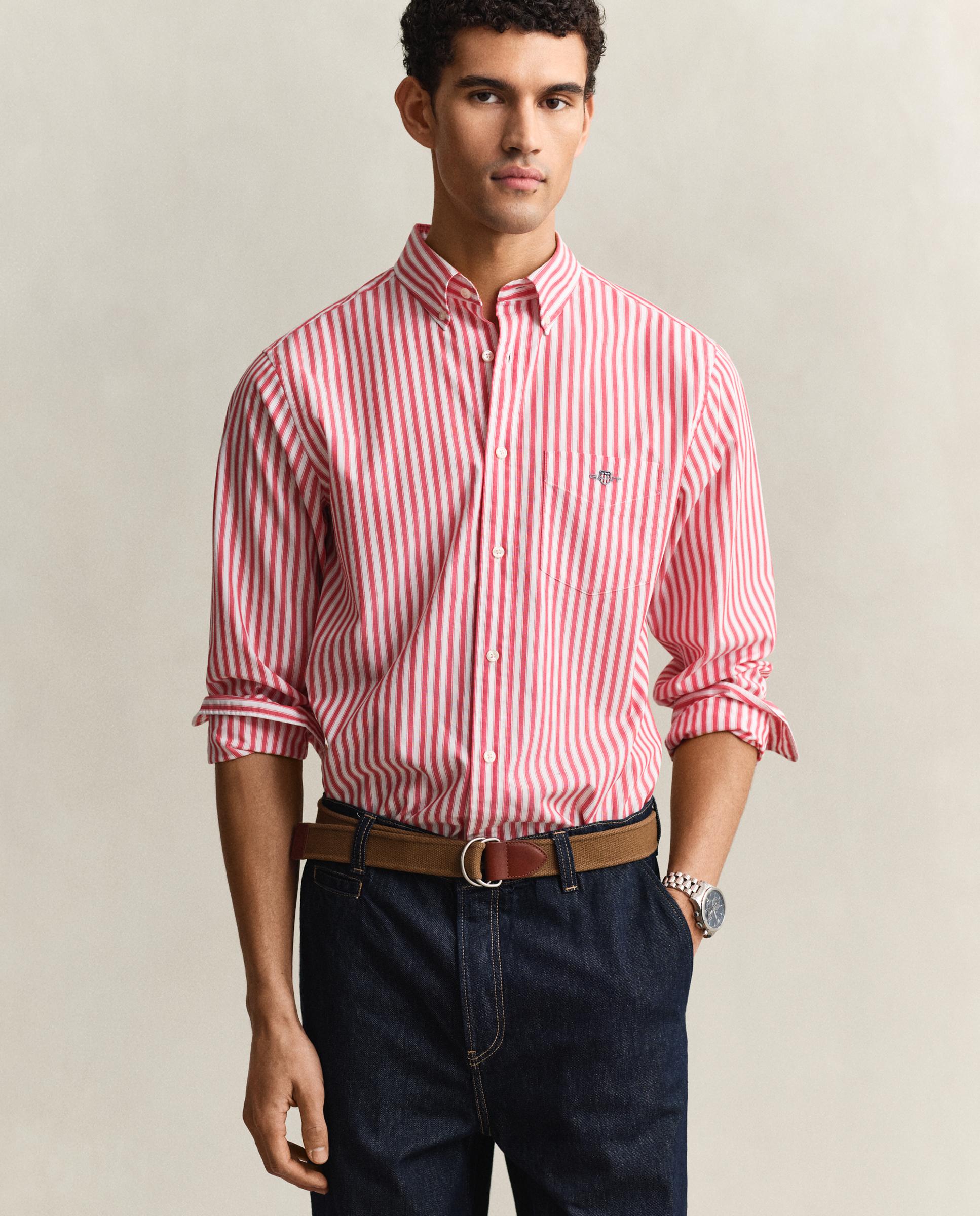 Imagen 0 de Camisa de hombre clásica de popelina a rayas Rosa