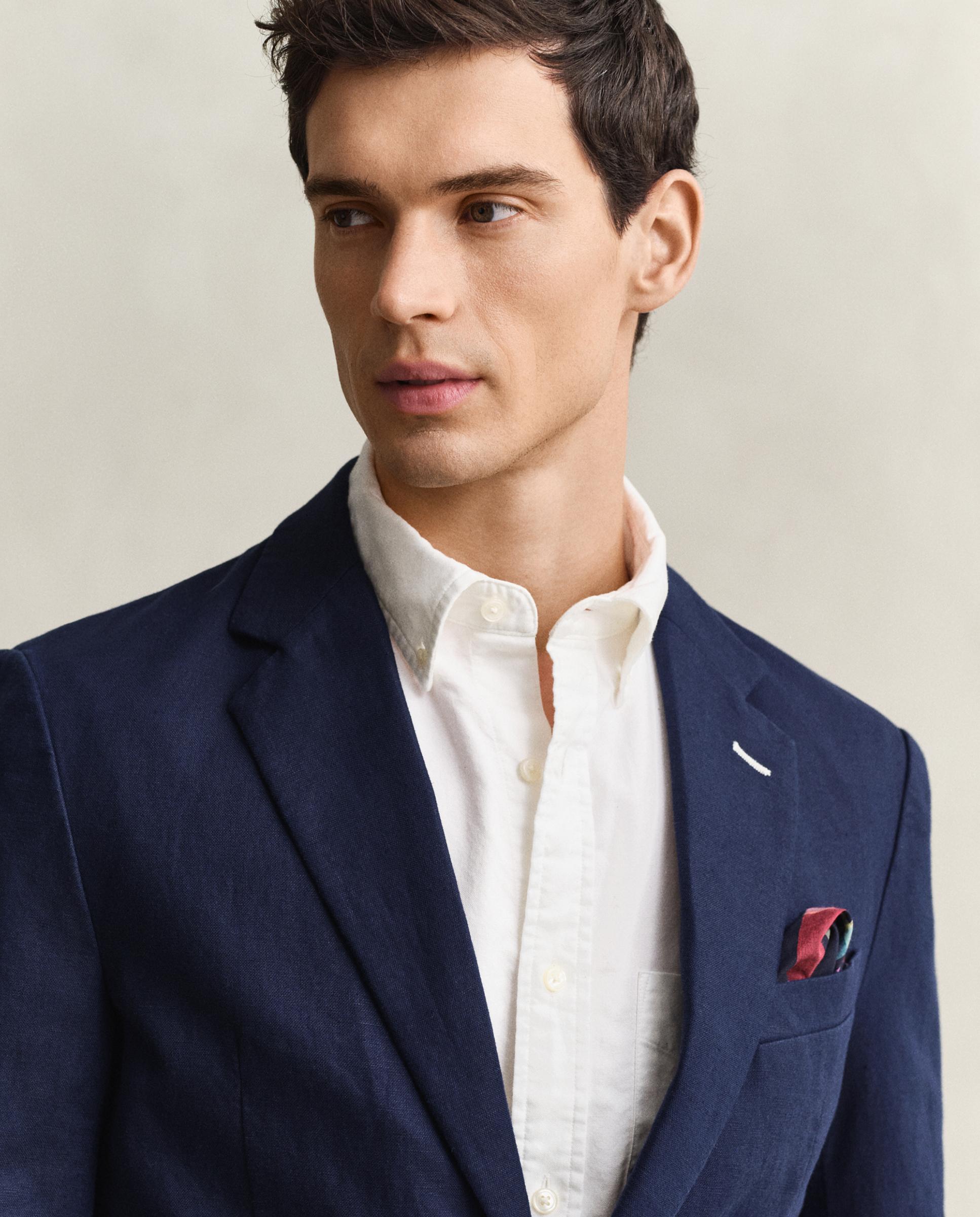Chaqueta de traje de hombre en mezcla de algodón texturizado - Gant - Azul marino Azul marino-3
