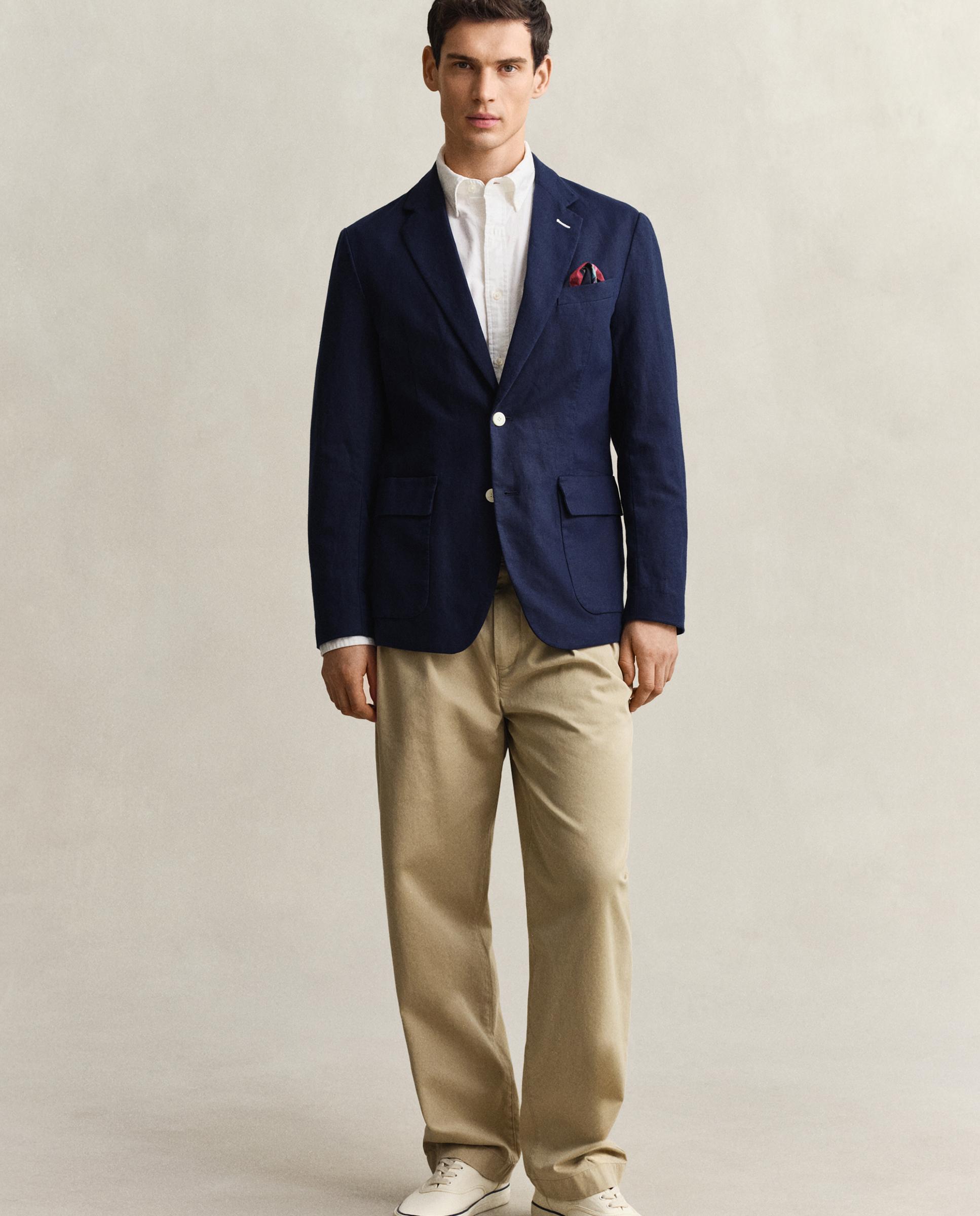Chaqueta de traje de hombre en mezcla de algodón texturizado - Gant - Azul marino Azul marino-4