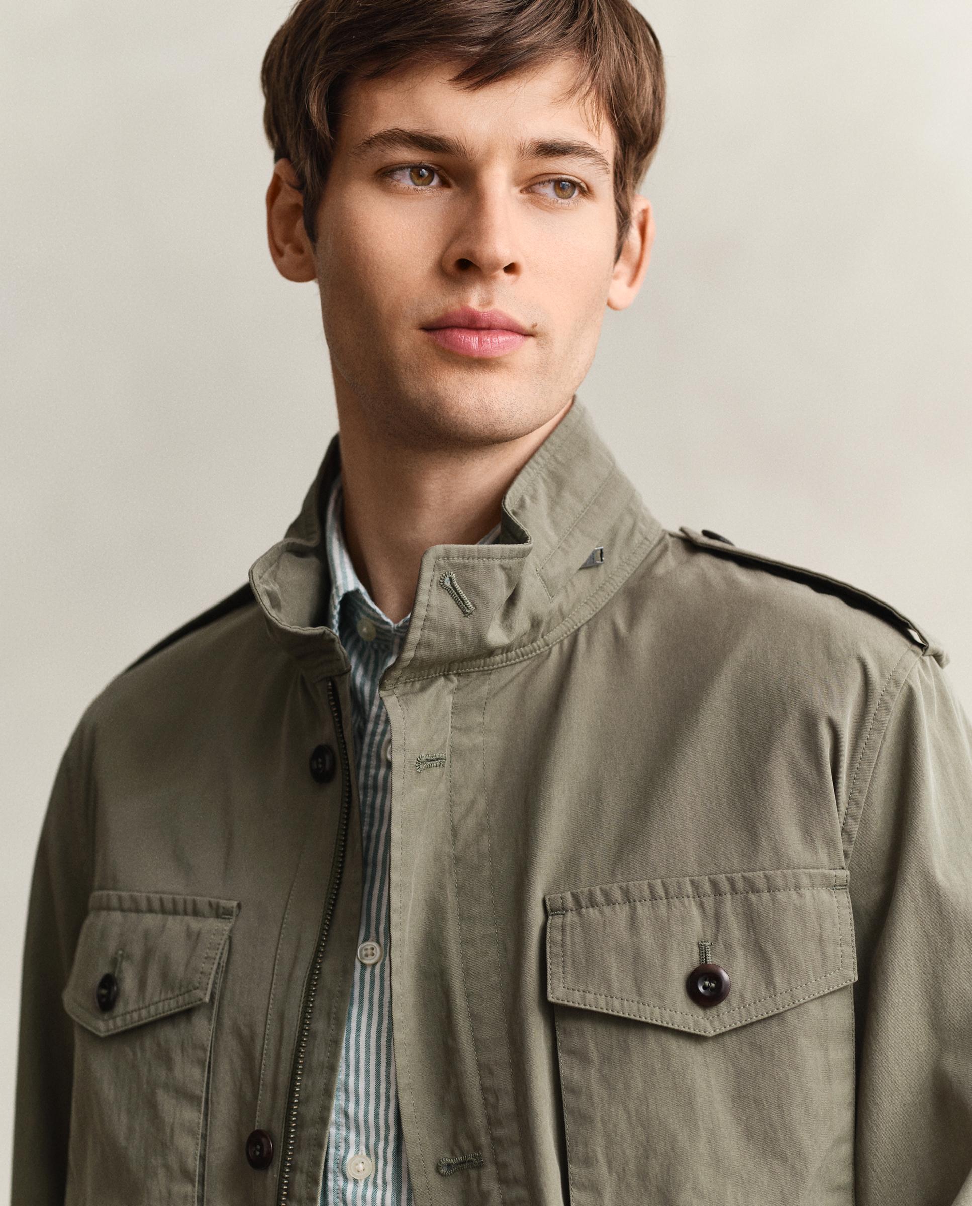 Chaqueta de algodón con cuatro bolsillos - Gant - Verde Oliva Verde Oliva-3