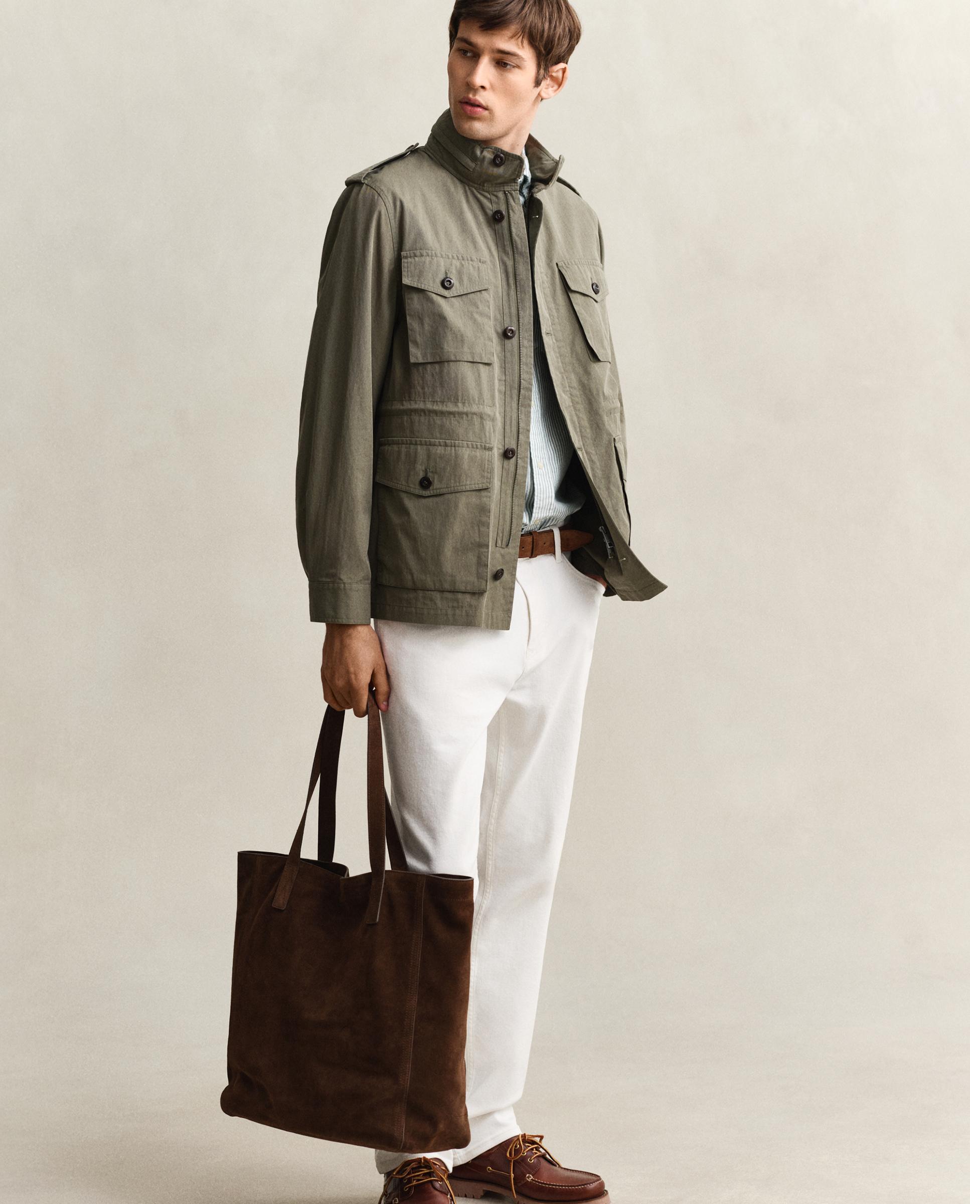 Chaqueta de algodón con cuatro bolsillos - Gant - Verde Oliva Verde Oliva-4