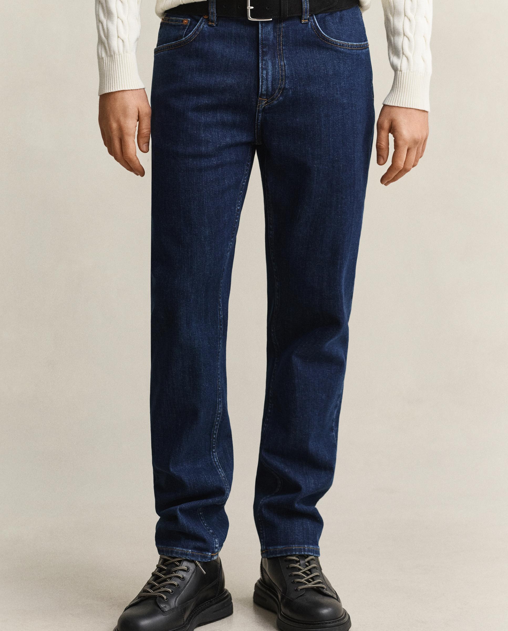 Imagen 2 de Vaquero regular de hombre efecto lavado con trabillas - Gant - Azul denim Azul denim