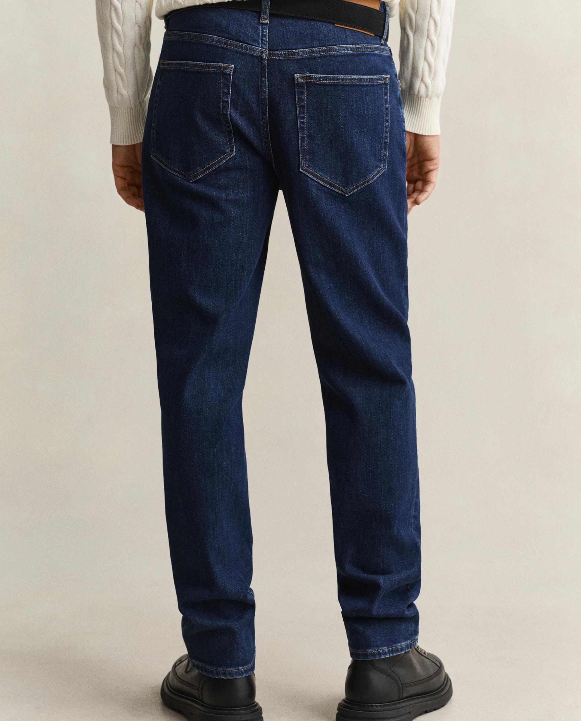 Imagen 3 de Vaquero regular de hombre efecto lavado con trabillas - Gant - Azul denim Azul denim