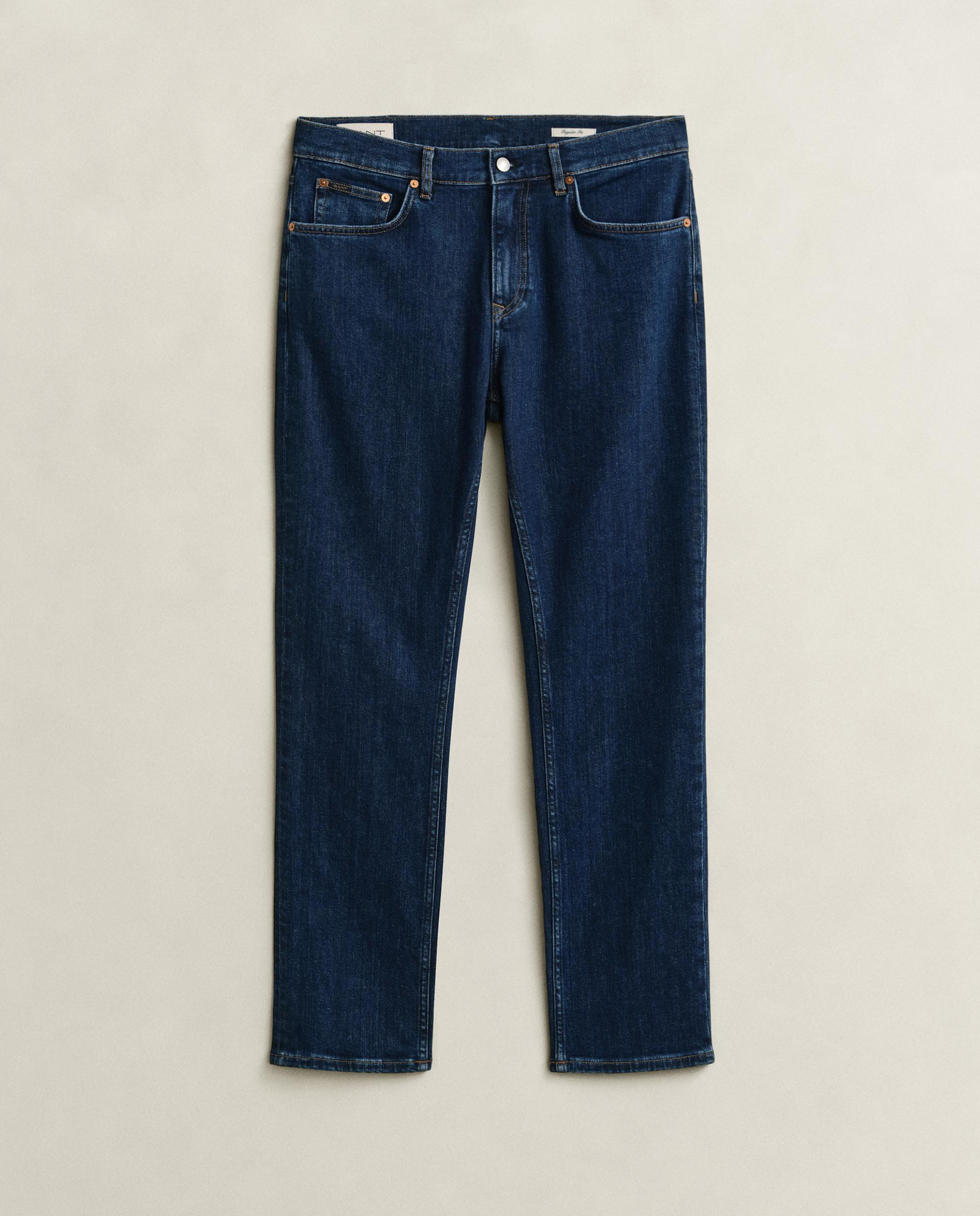Imagen 5 de Vaquero regular de hombre efecto lavado con trabillas - Gant - Azul denim Azul denim