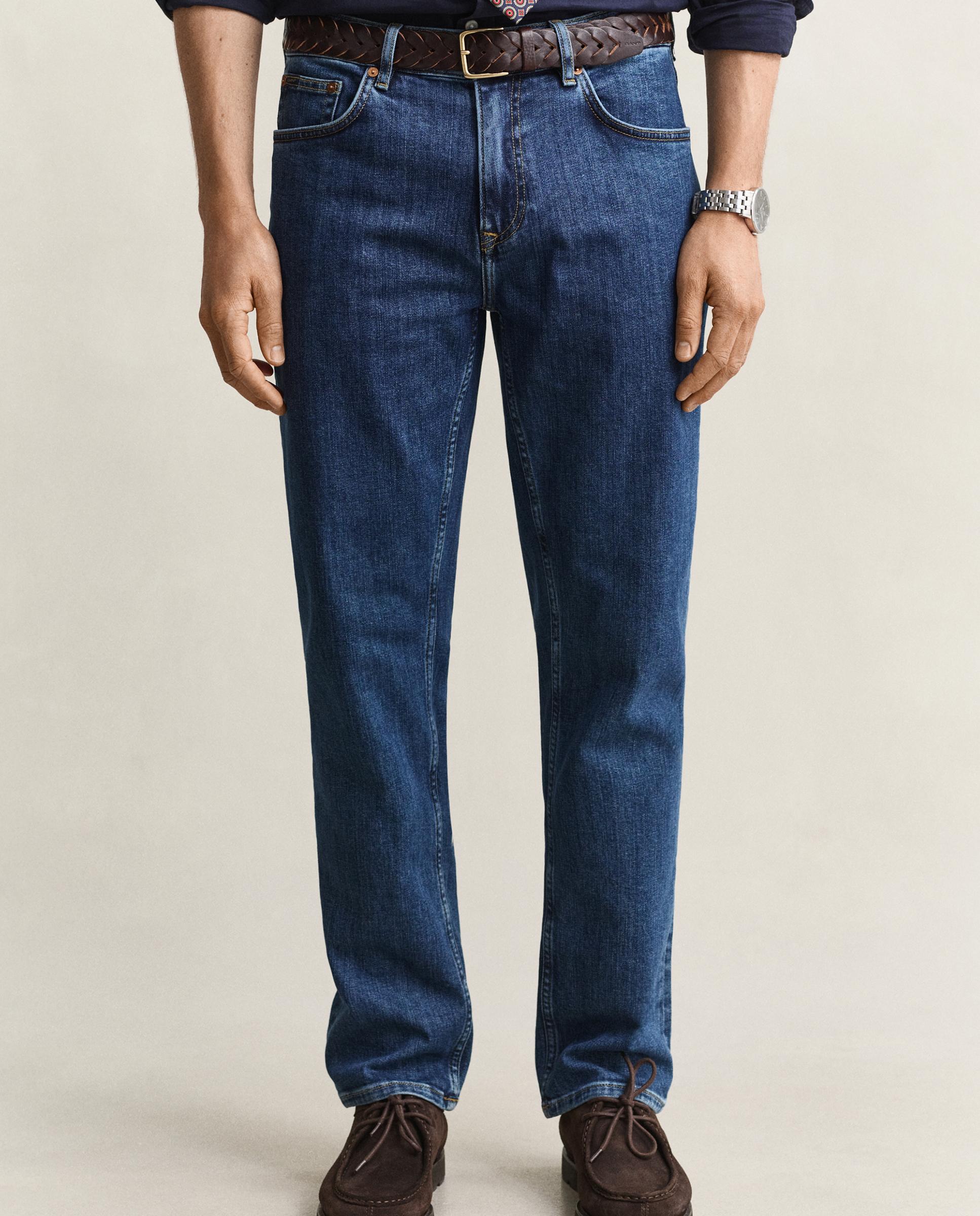 Imagen 2 de Vaquero regular de hombre efecto lavado con trabillas - Gant - Azul Azul