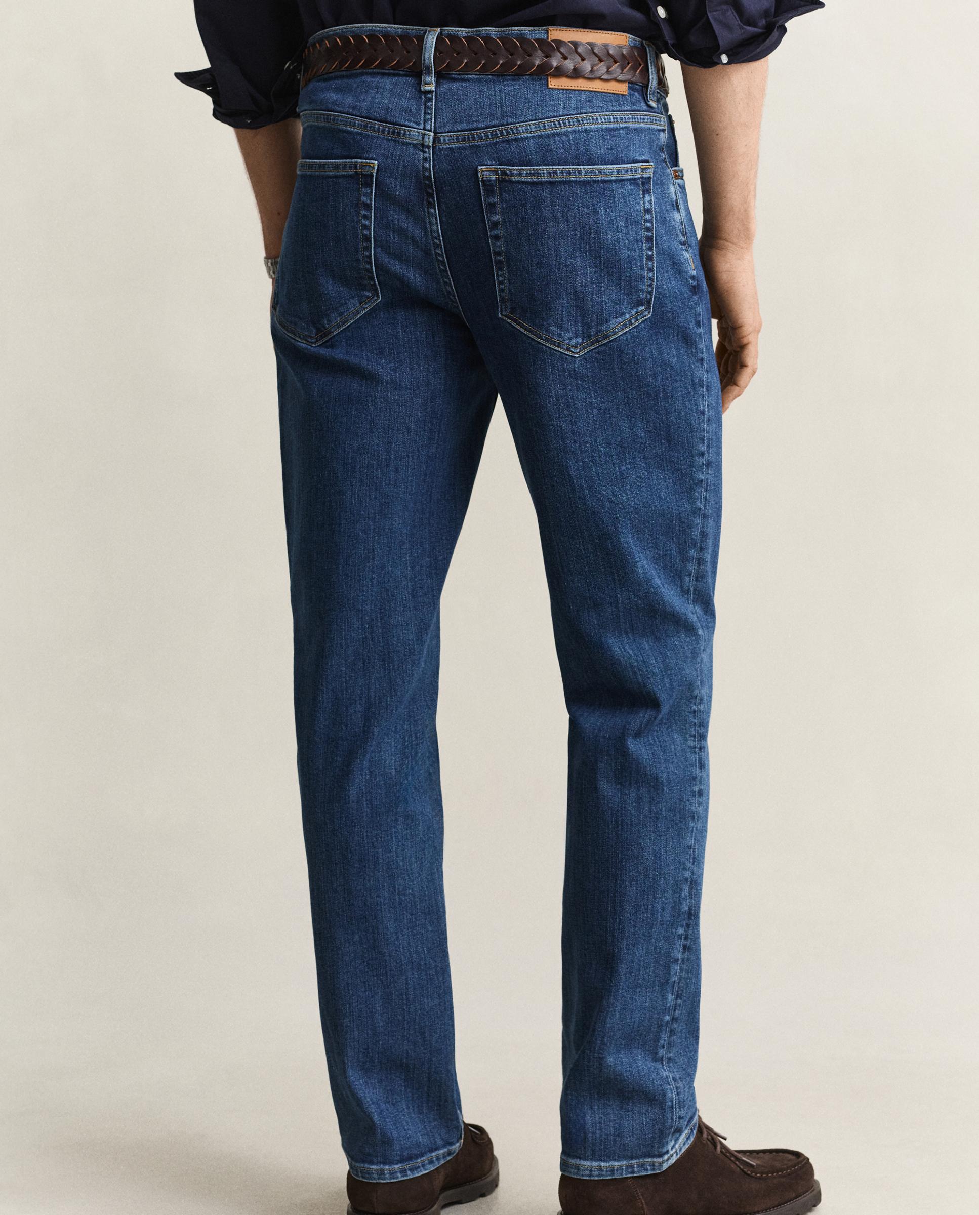 Imagen 3 de Vaquero regular de hombre efecto lavado con trabillas - Gant - Azul Azul