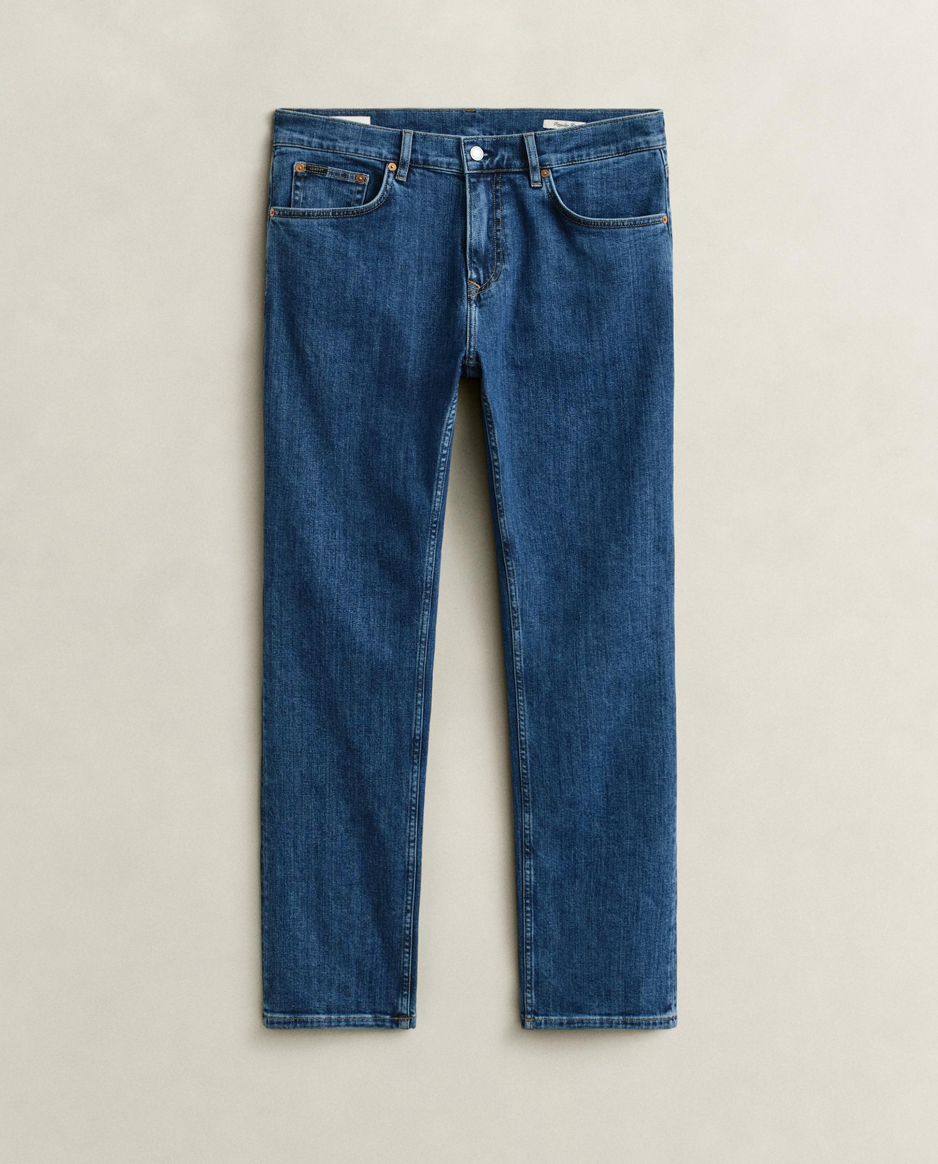 Imagen 5 de Vaquero regular de hombre efecto lavado con trabillas - Gant - Azul Azul