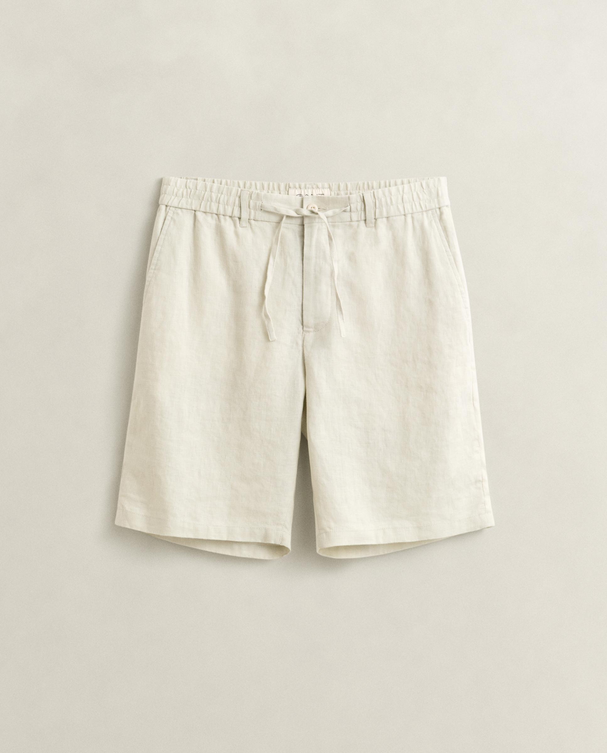 Imagen 0 de Pantalones cortos de hombre de lino con cordón Crudo