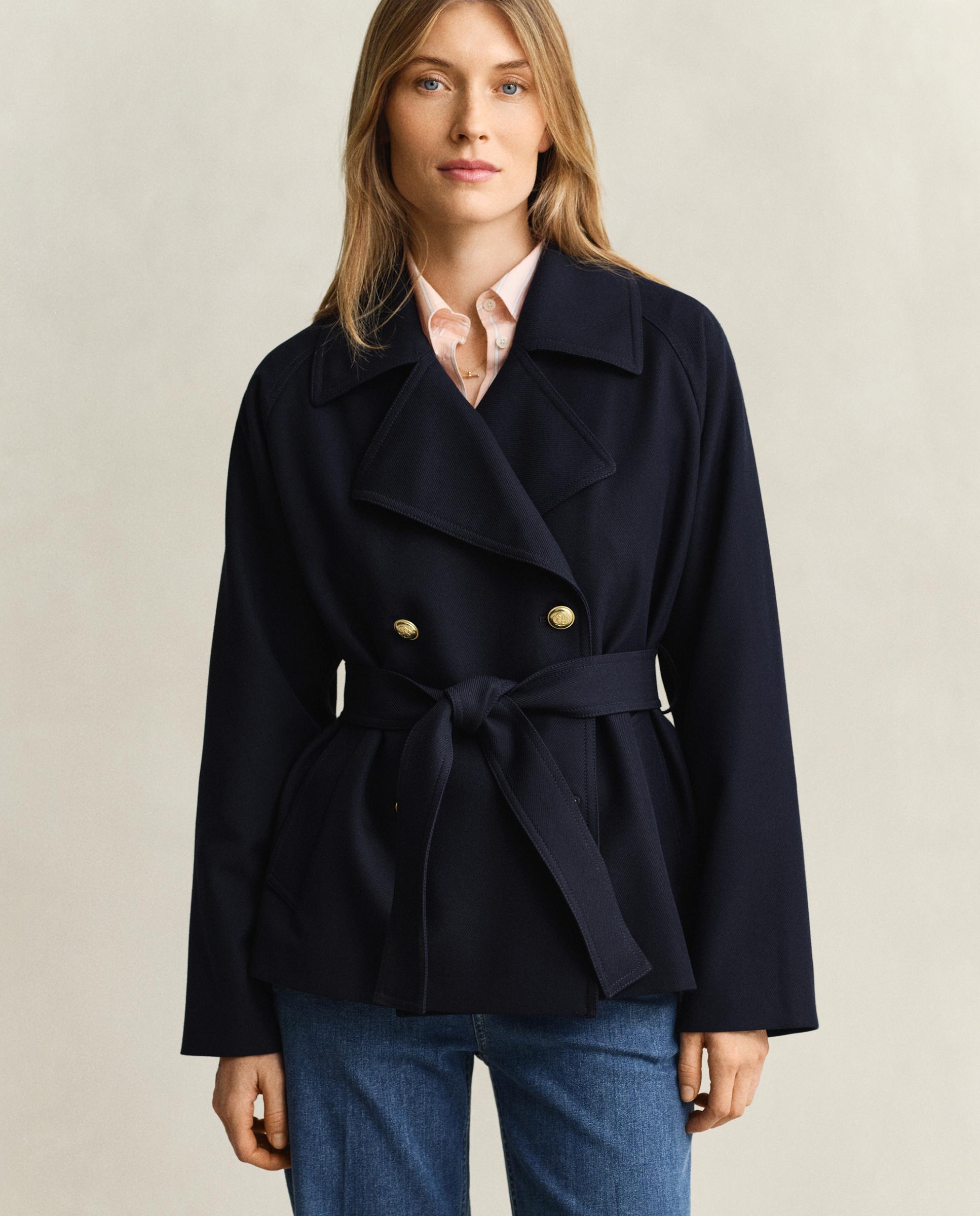 Gant - Gabardina de mujer corta con cinturón.
