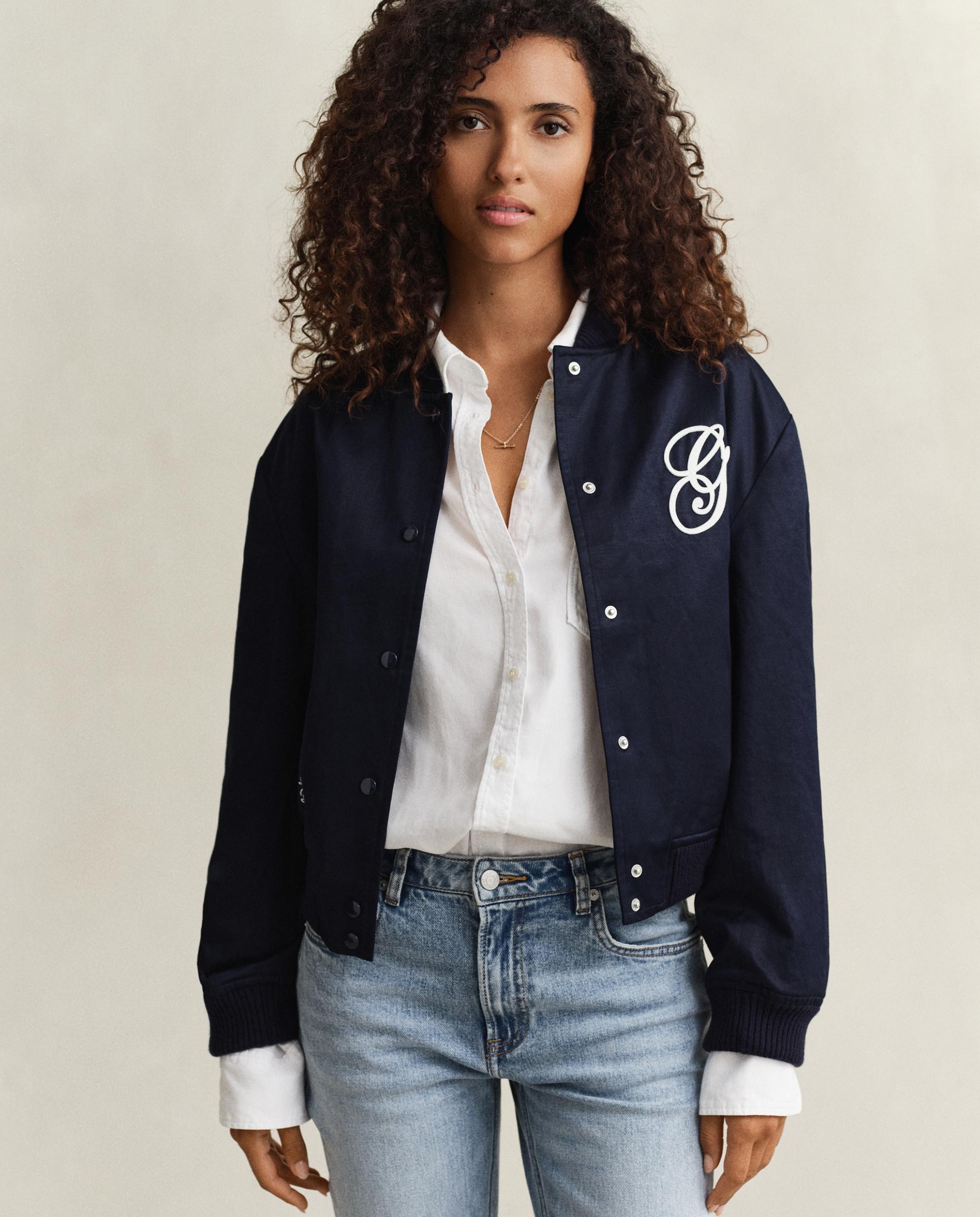Bomber de mujer Varsity de satén