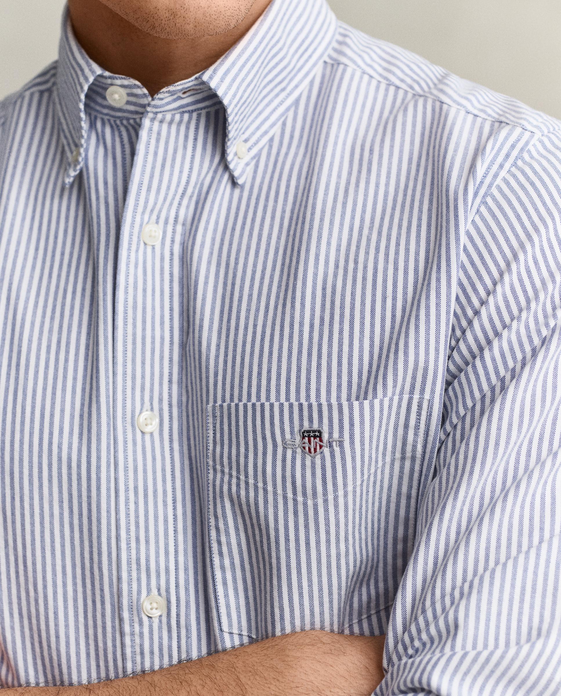 Camisa oxford de hombre de rayas con bolsillo en el pecho - Gant - Azul Azul-2