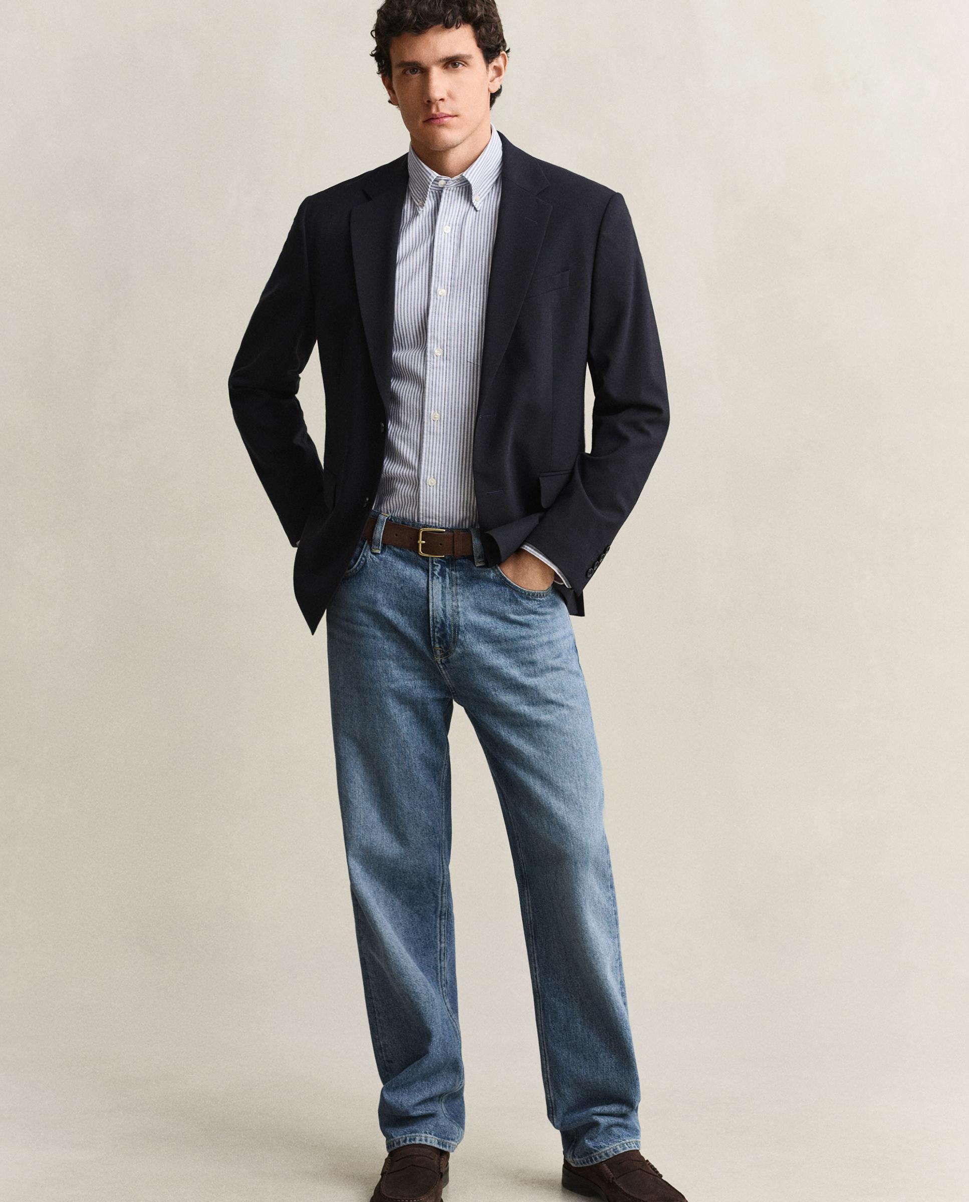 Camisa oxford de hombre de rayas con bolsillo en el pecho - Gant - Azul Azul-4