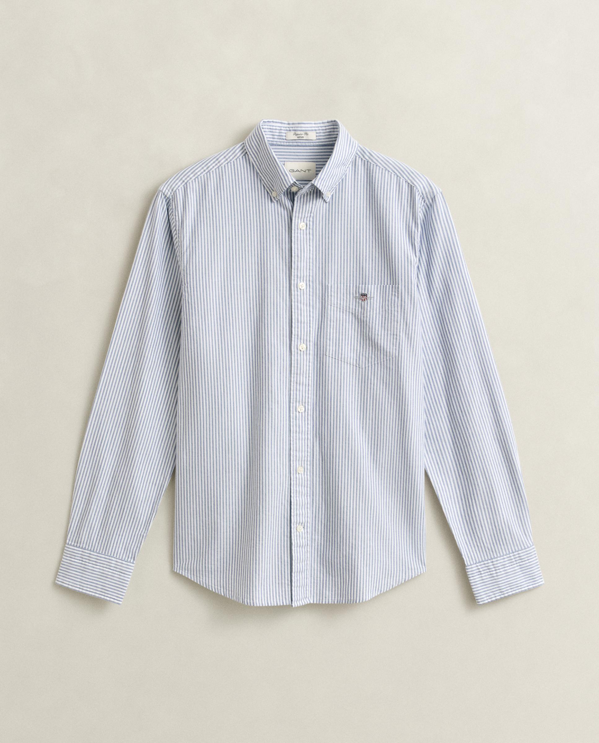 Camisa oxford de hombre de rayas con bolsillo en el pecho - Gant - Azul Azul-5