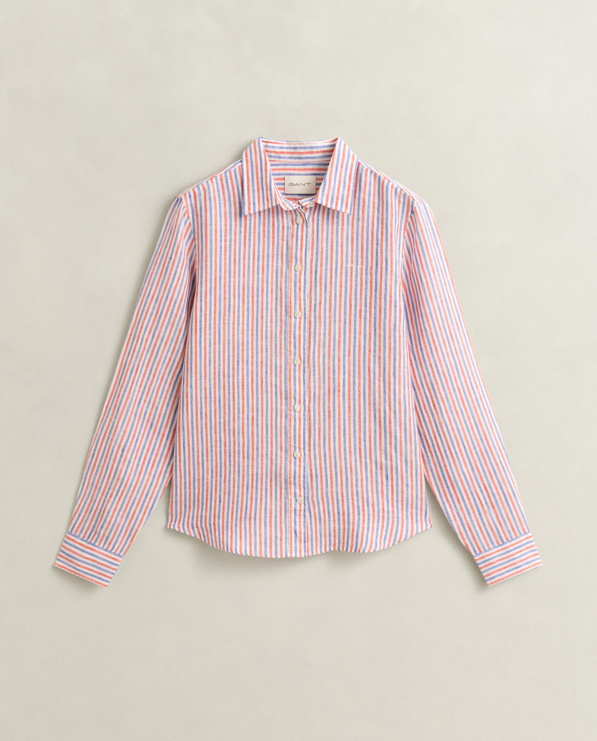Camisa de mujer de lino a rayas - Gant - Blanco Blanco-1