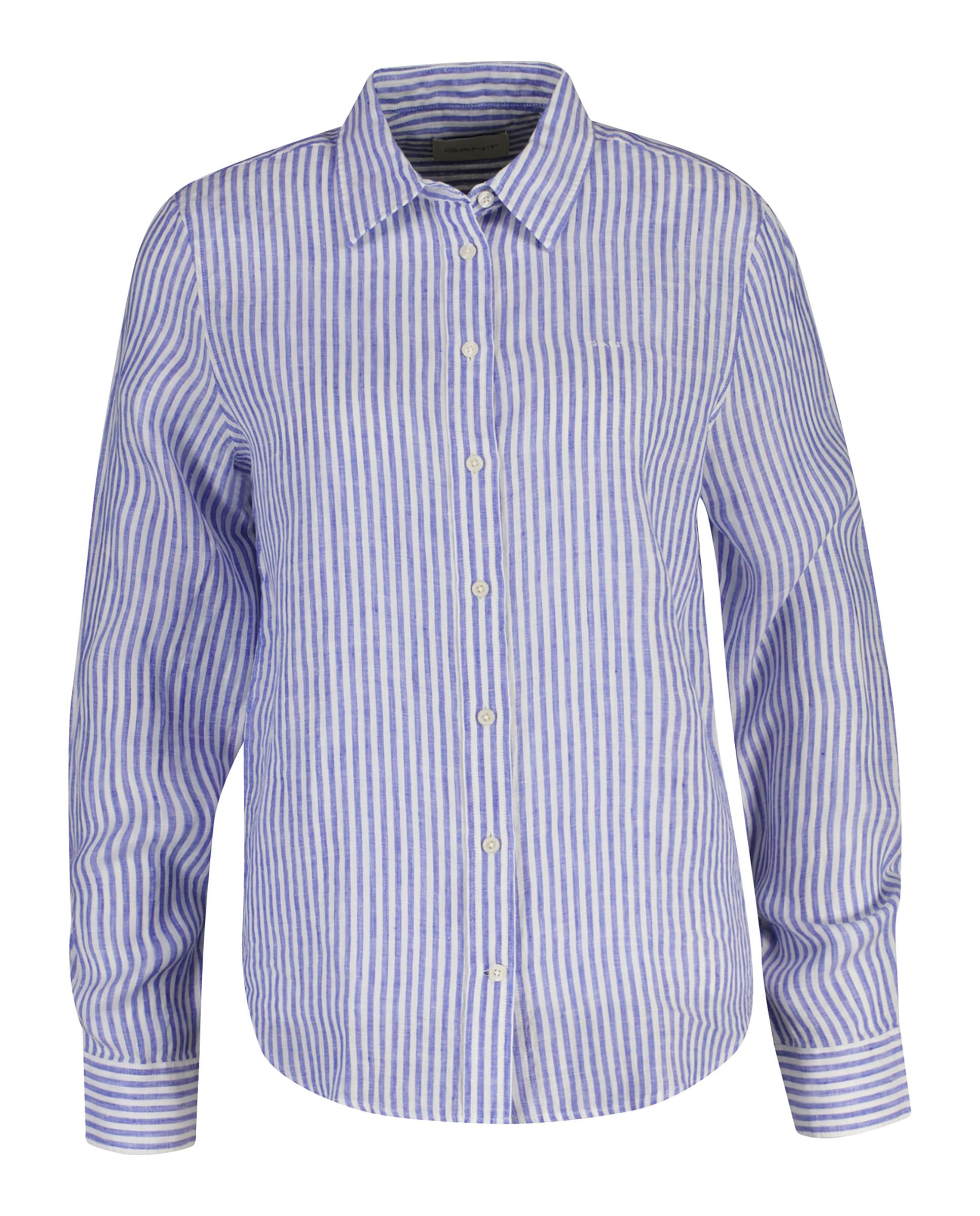 Camisa de mujer de lino a rayas - Gant - Azul Azul-1