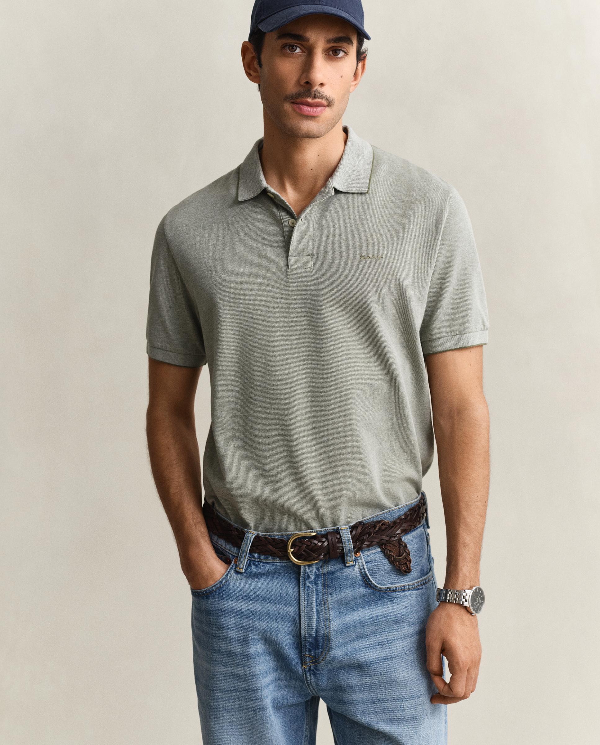Polo de hombre en dos tonos de manga corta - Gant - Verde Verde-1