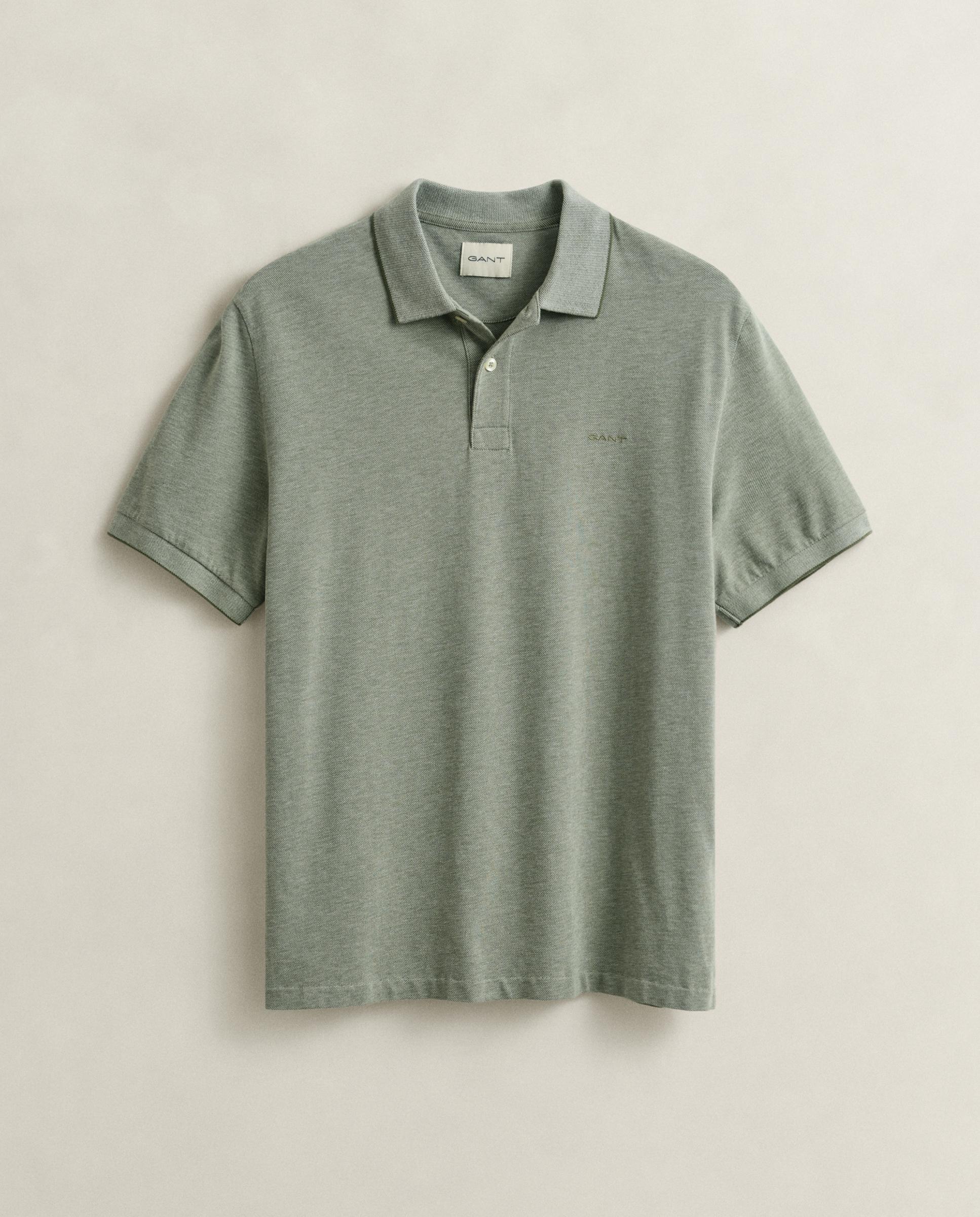 Polo de hombre en dos tonos de manga corta - Gant - Verde Verde-5