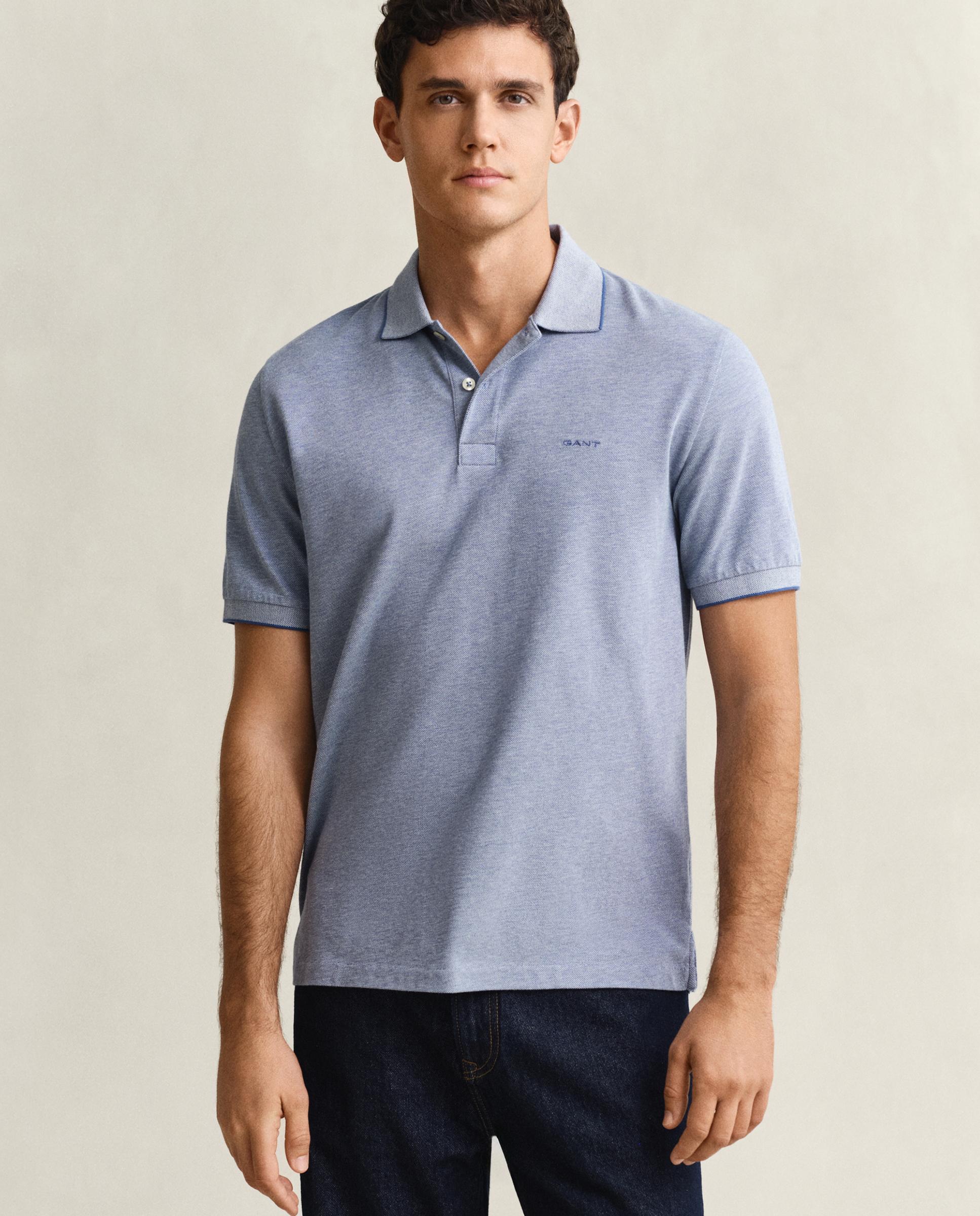 Polo de hombre en dos tonos de manga corta - Gant - Azul Azul-1