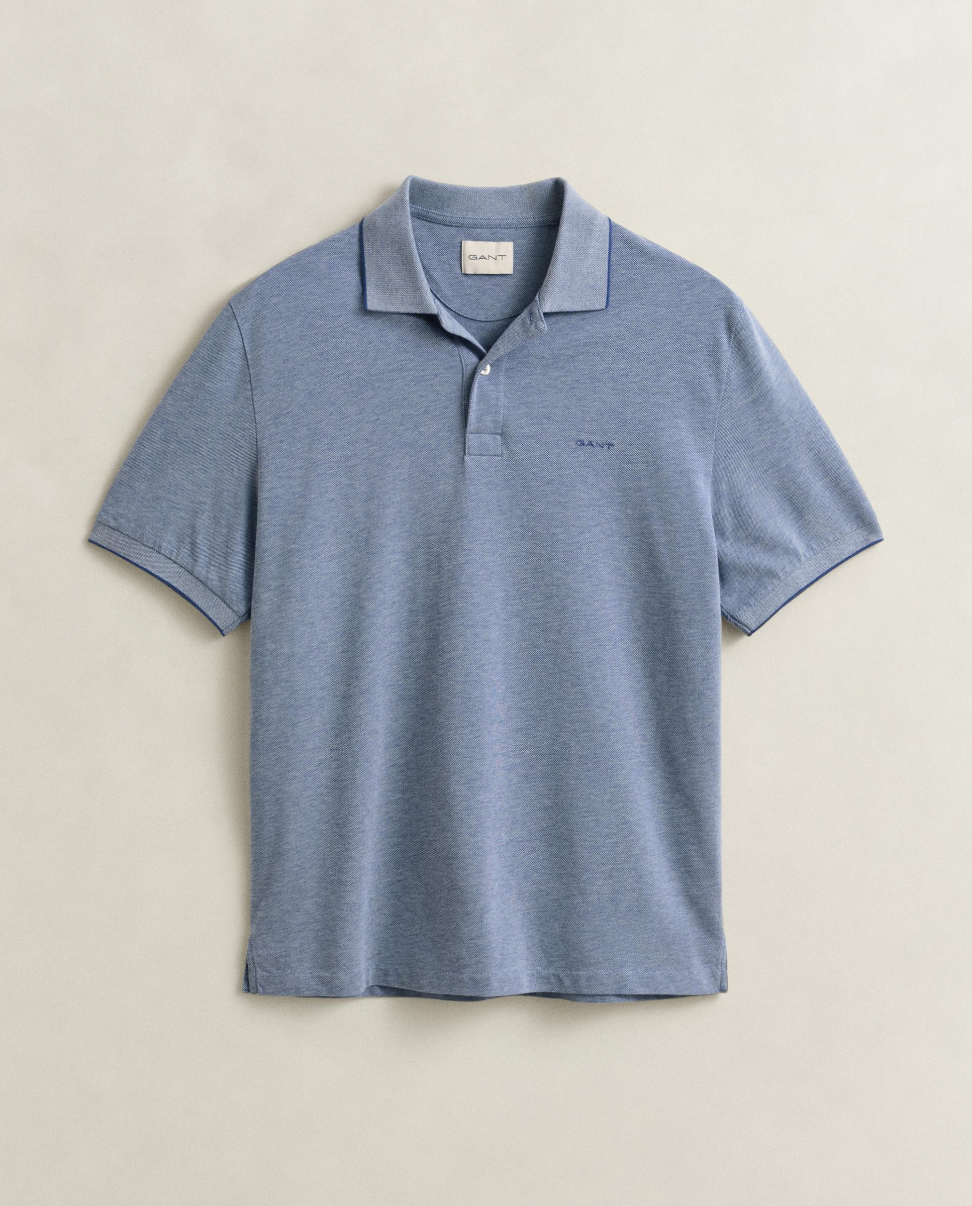 Polo de hombre en dos tonos de manga corta - Gant - Azul Azul-5