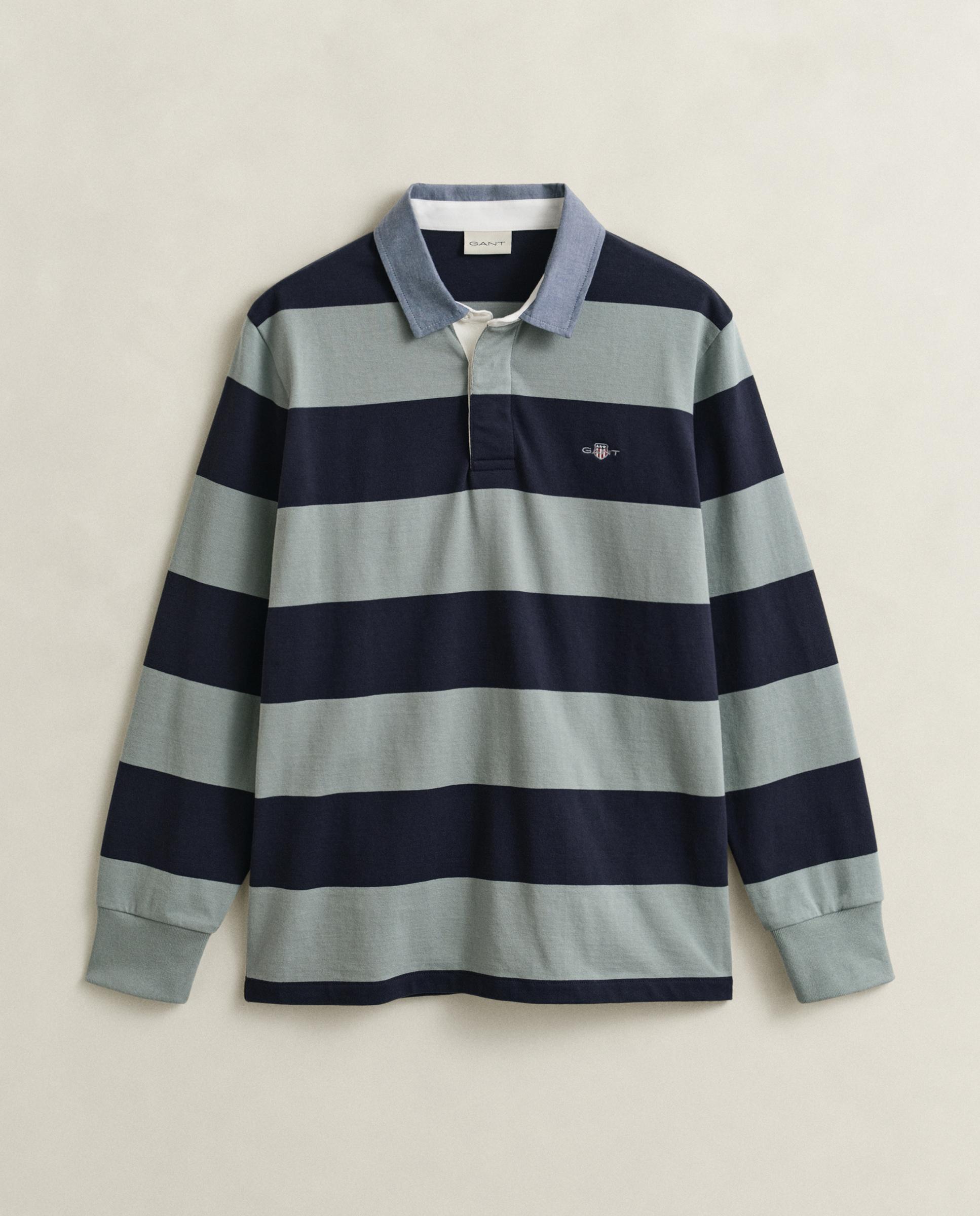 Polo de hombre a rayas con cuello de cambray - Gant - Azul Negro-5