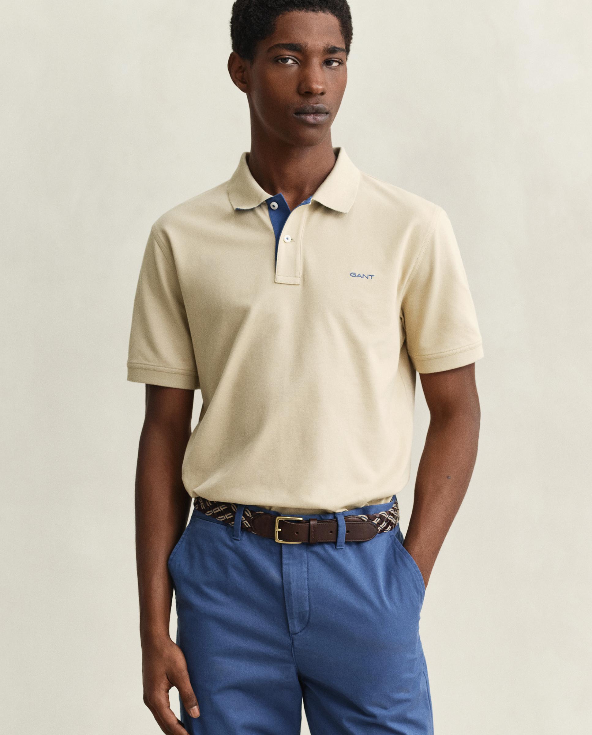 Imagen 0 de Polo de hombre de piqué con contraste Beige