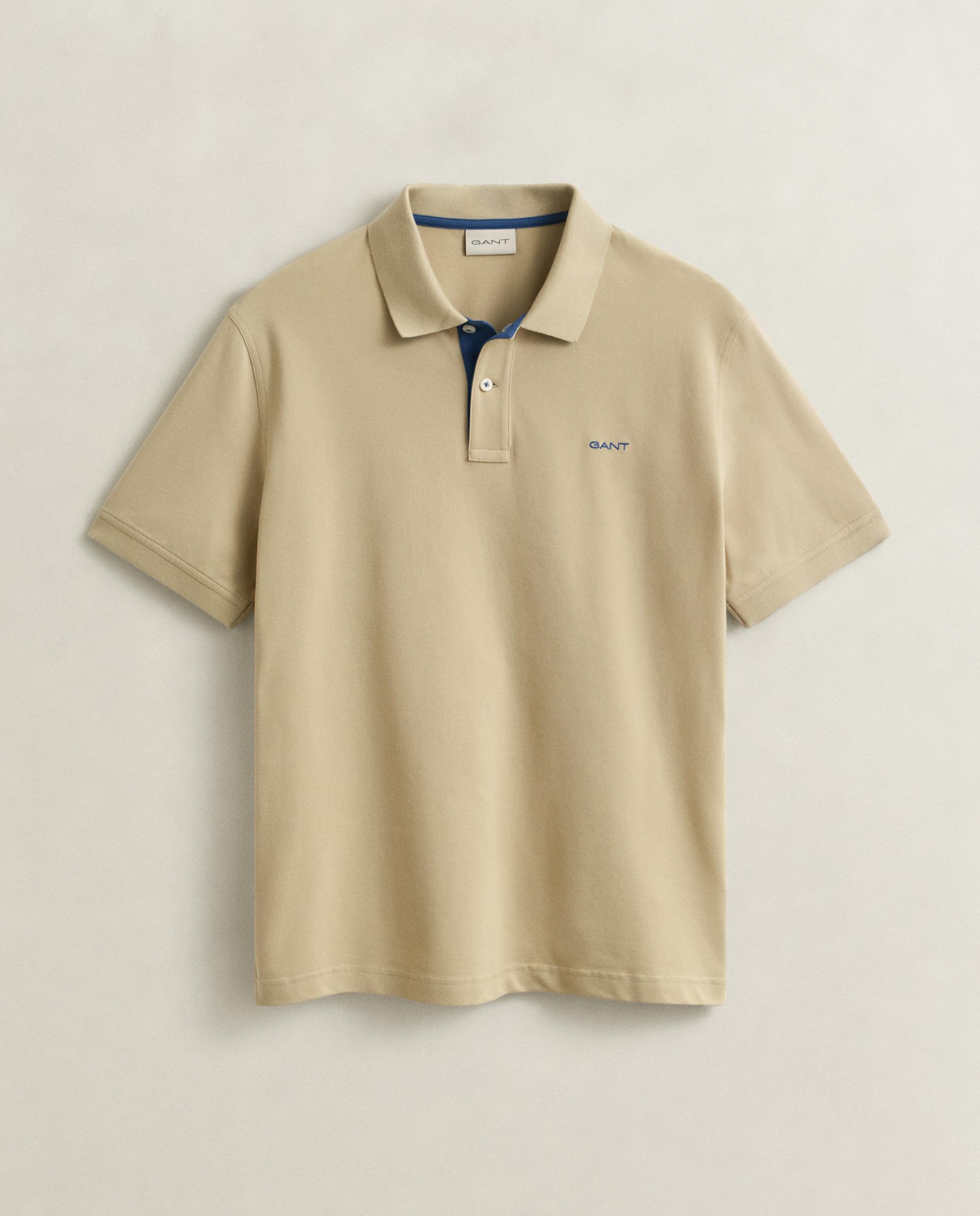 Polo de hombre de piqué con contraste - Gant - Beige Beige-5