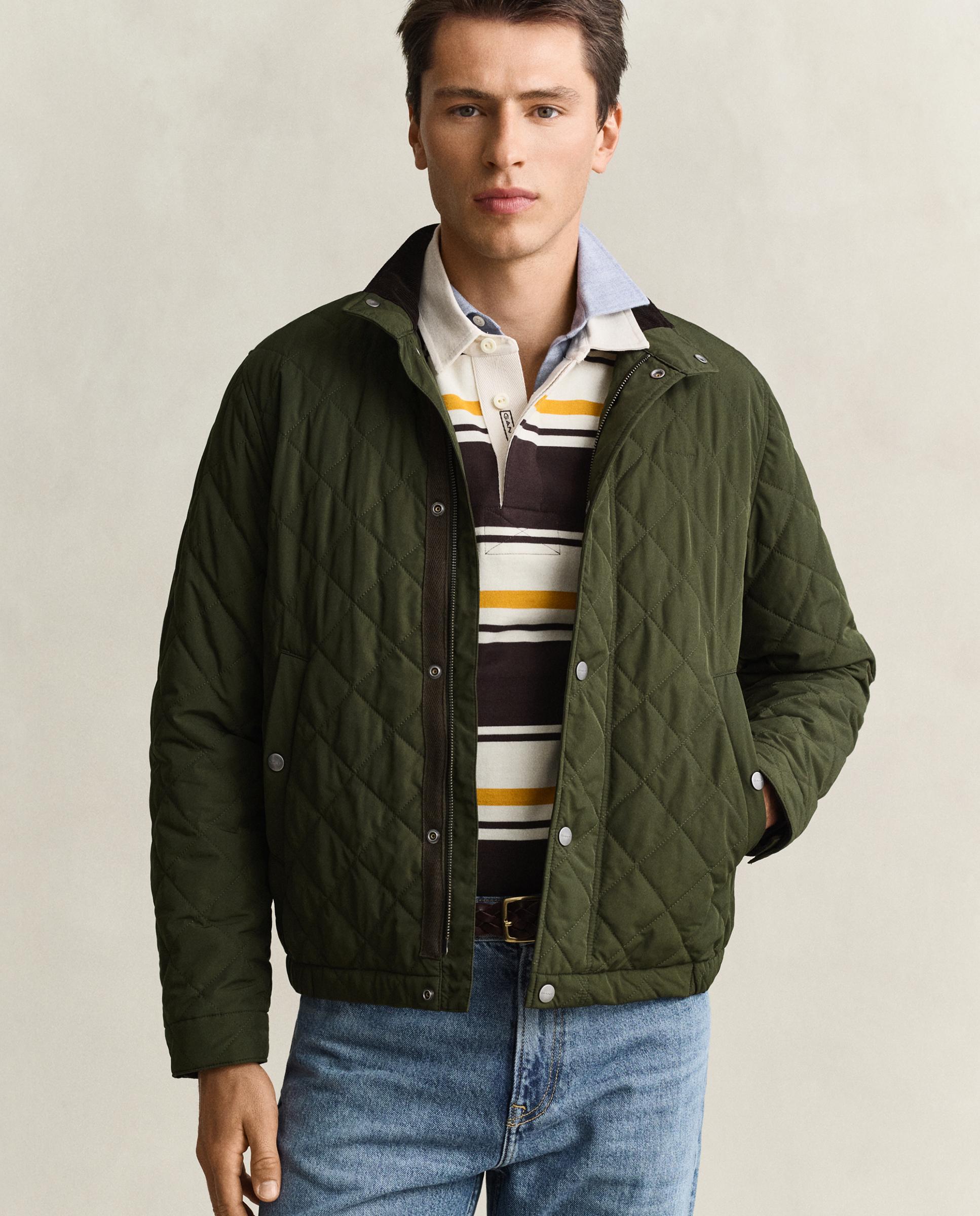 Imagen 1 de Chaqueta de hombre acolchada con cierre de cremallera y botones de presión Verde