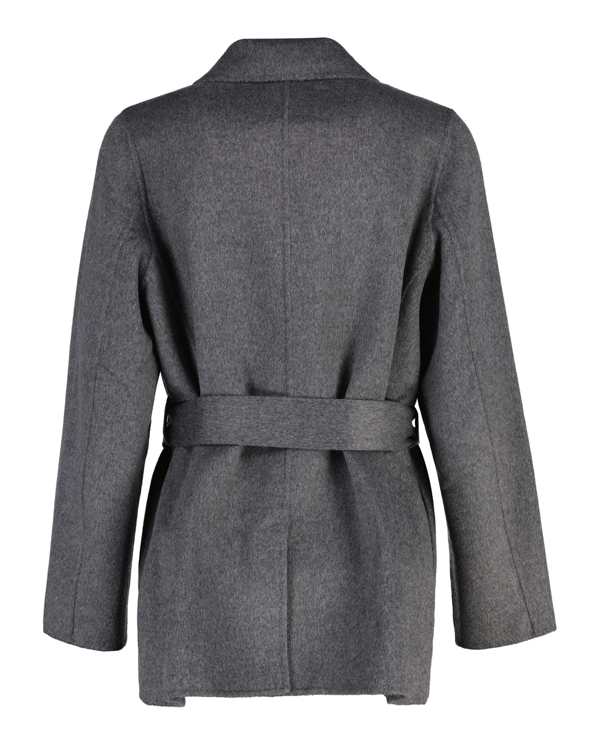 Abrigo de paño de mujer corto con cinturón - Gant - Gris Gris-2