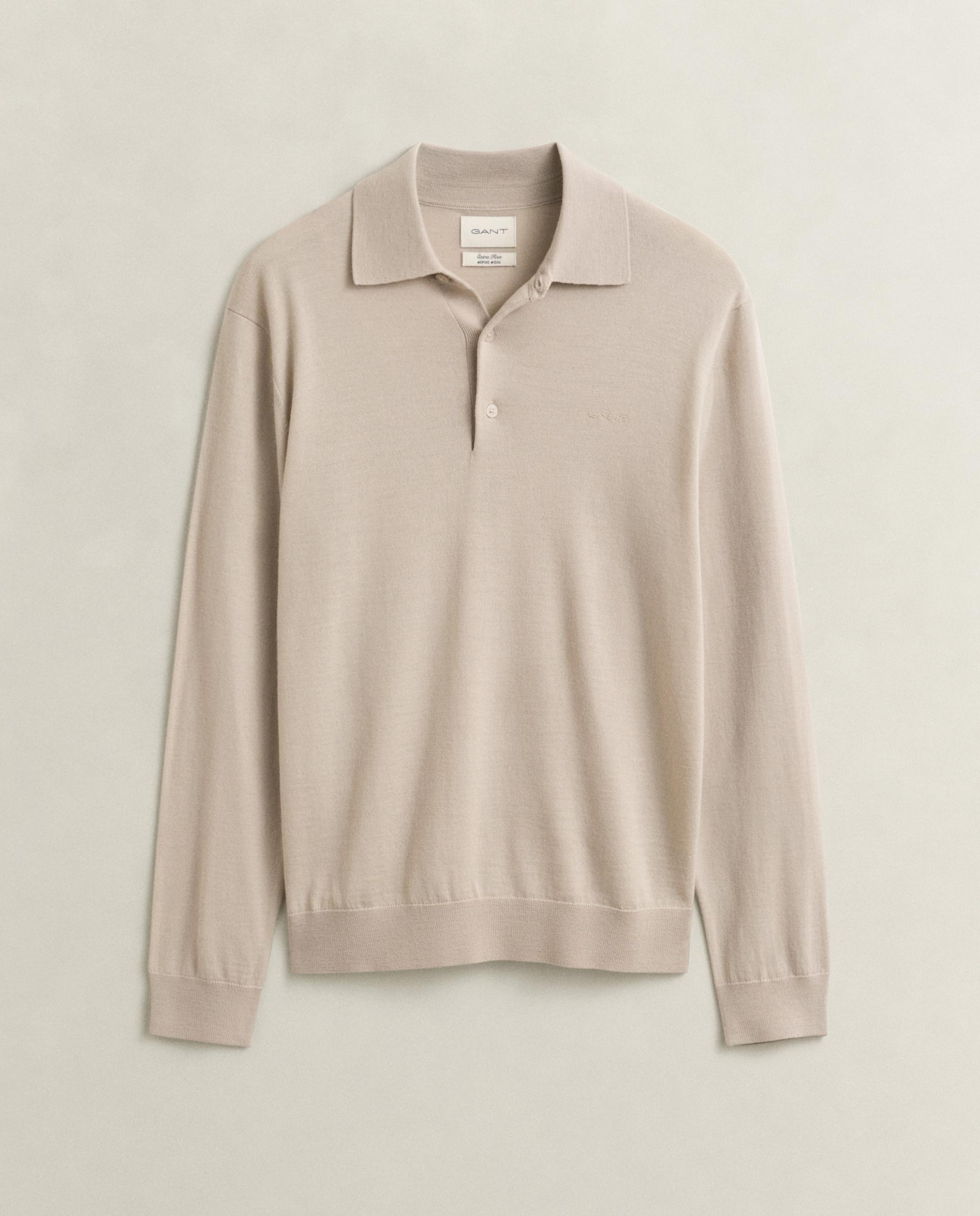 Polo de hombre de manga larga liso - Gant - Beige Beige-4