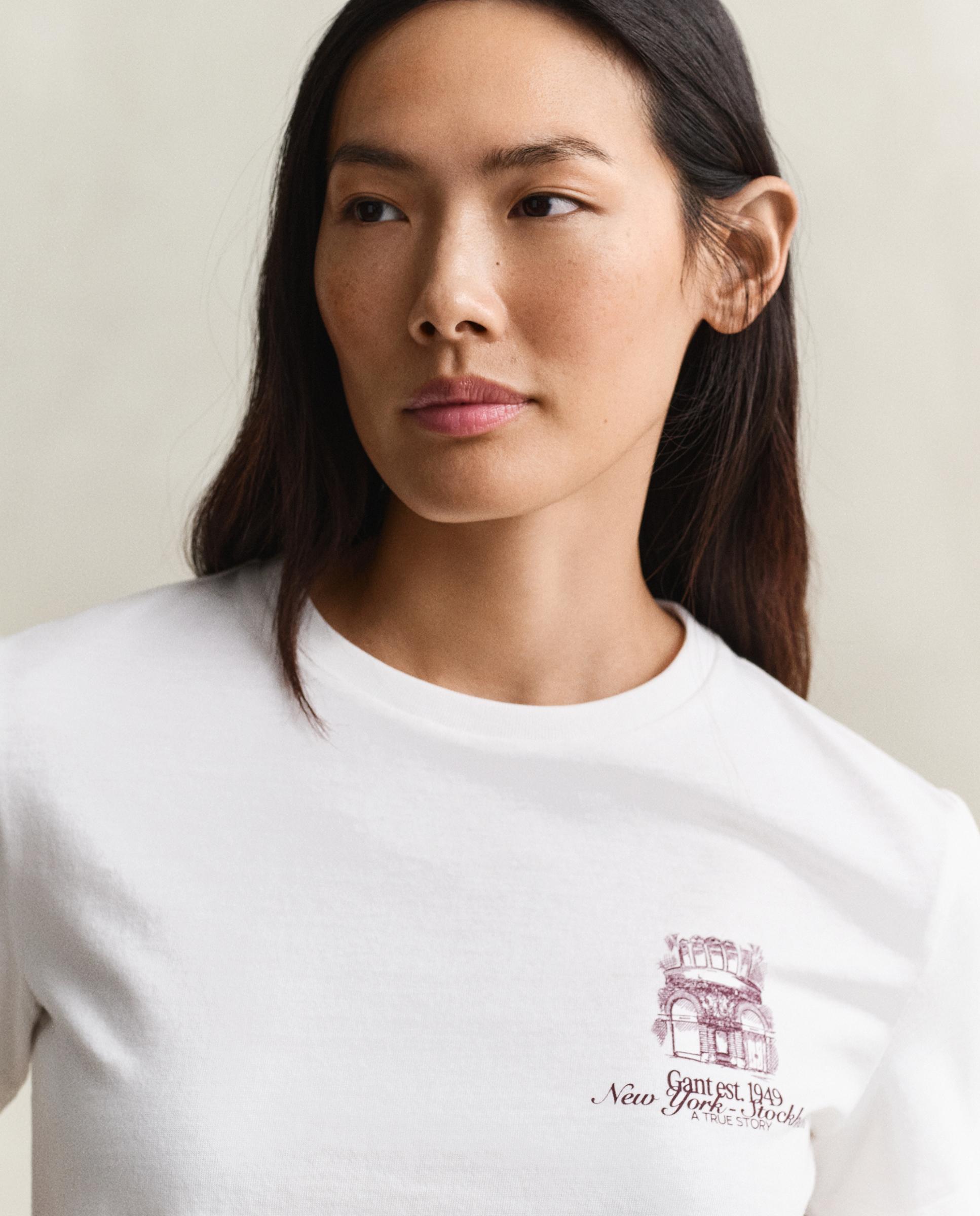 Camiseta de mujer de manga corta con logo - Gant - Blanco Blanco-2