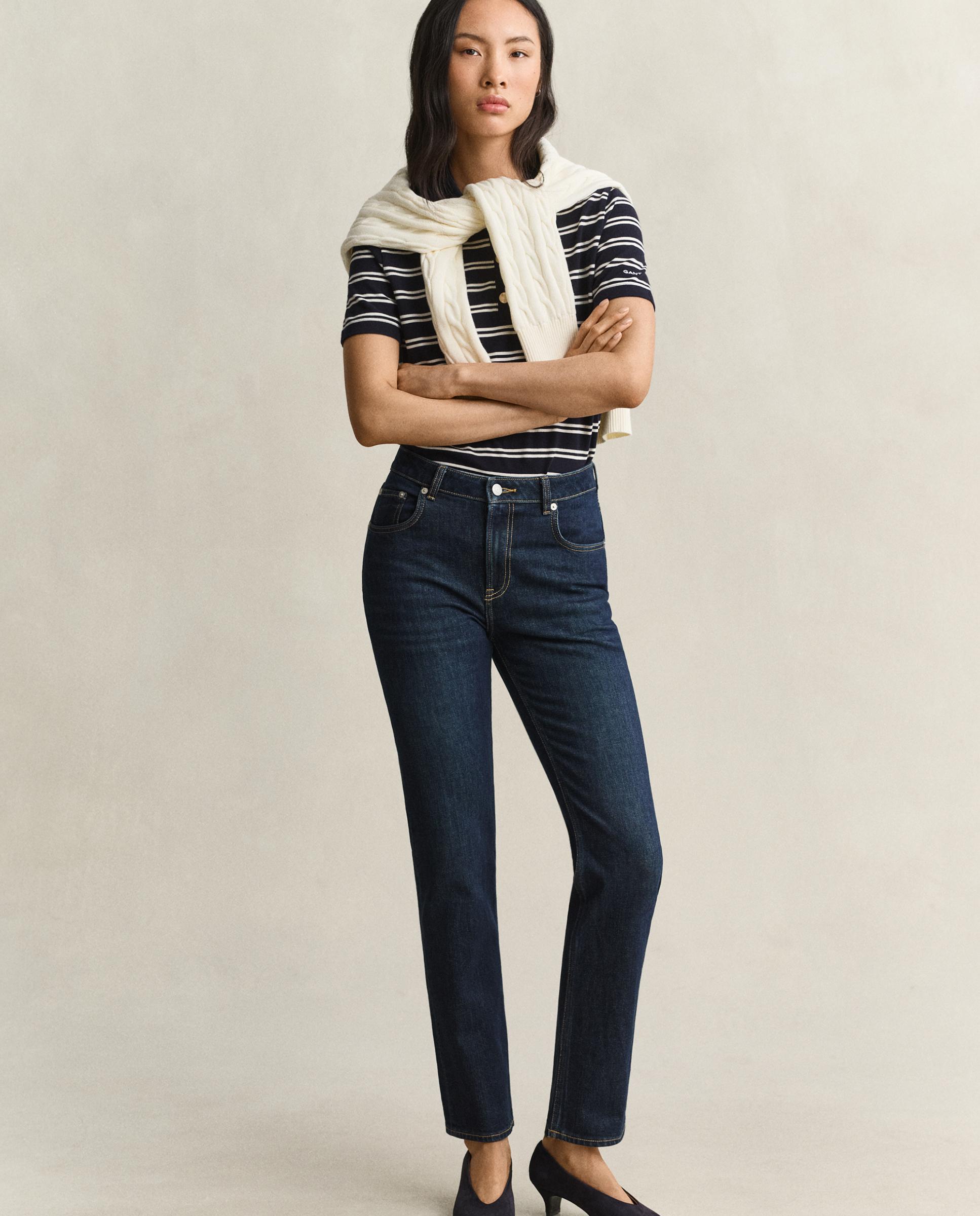 Polo de mujer de manga corta con rayas - Gant - Azul Azul-3