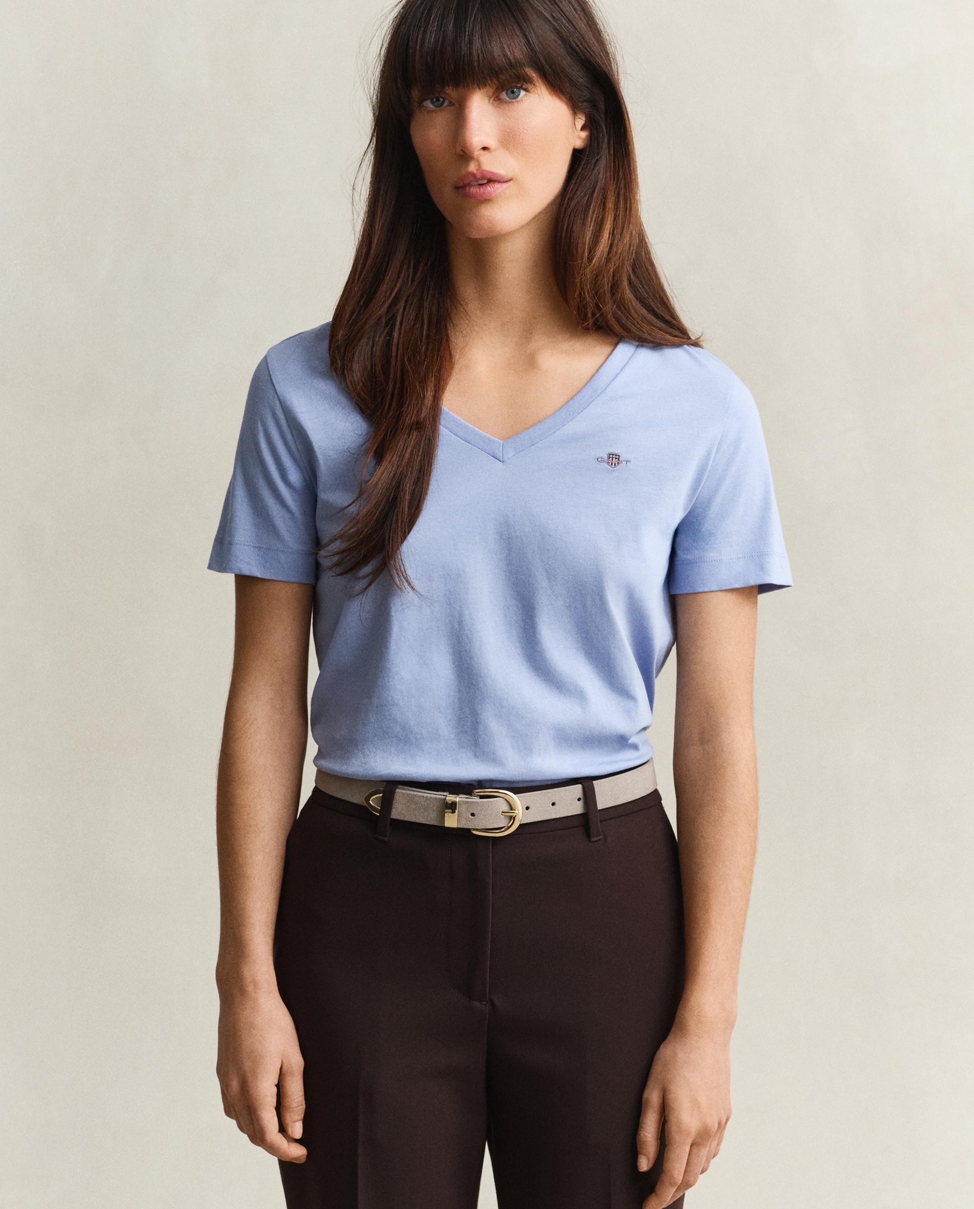 Camiseta de mujer de manga corta con logo - Gant - Azul claro Azul claro-1