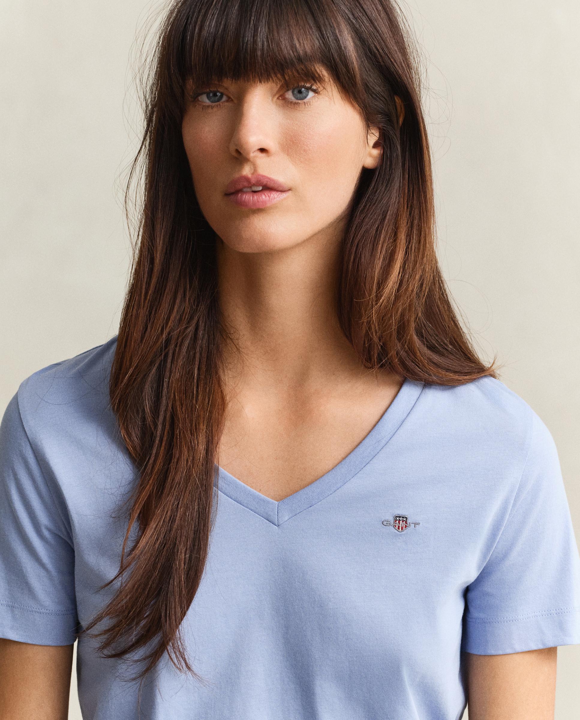Camiseta de mujer de manga corta con logo - Gant - Azul claro Azul claro-3