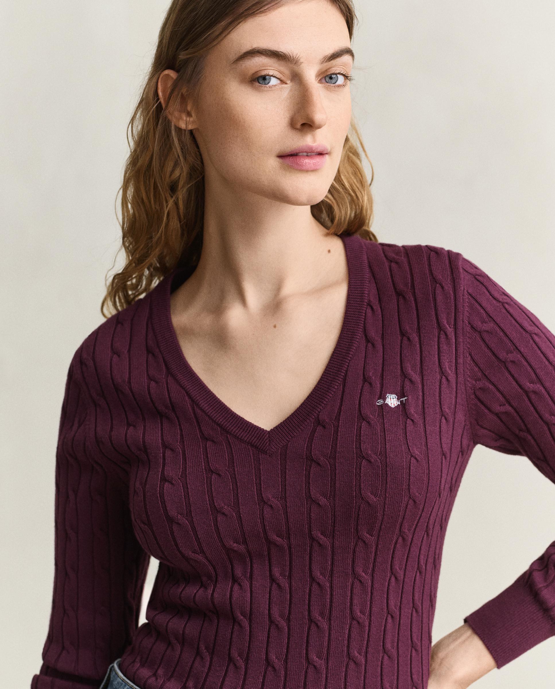 Jersey de mujer de manga larga con logo - Gant - Burdeos Burdeos-3