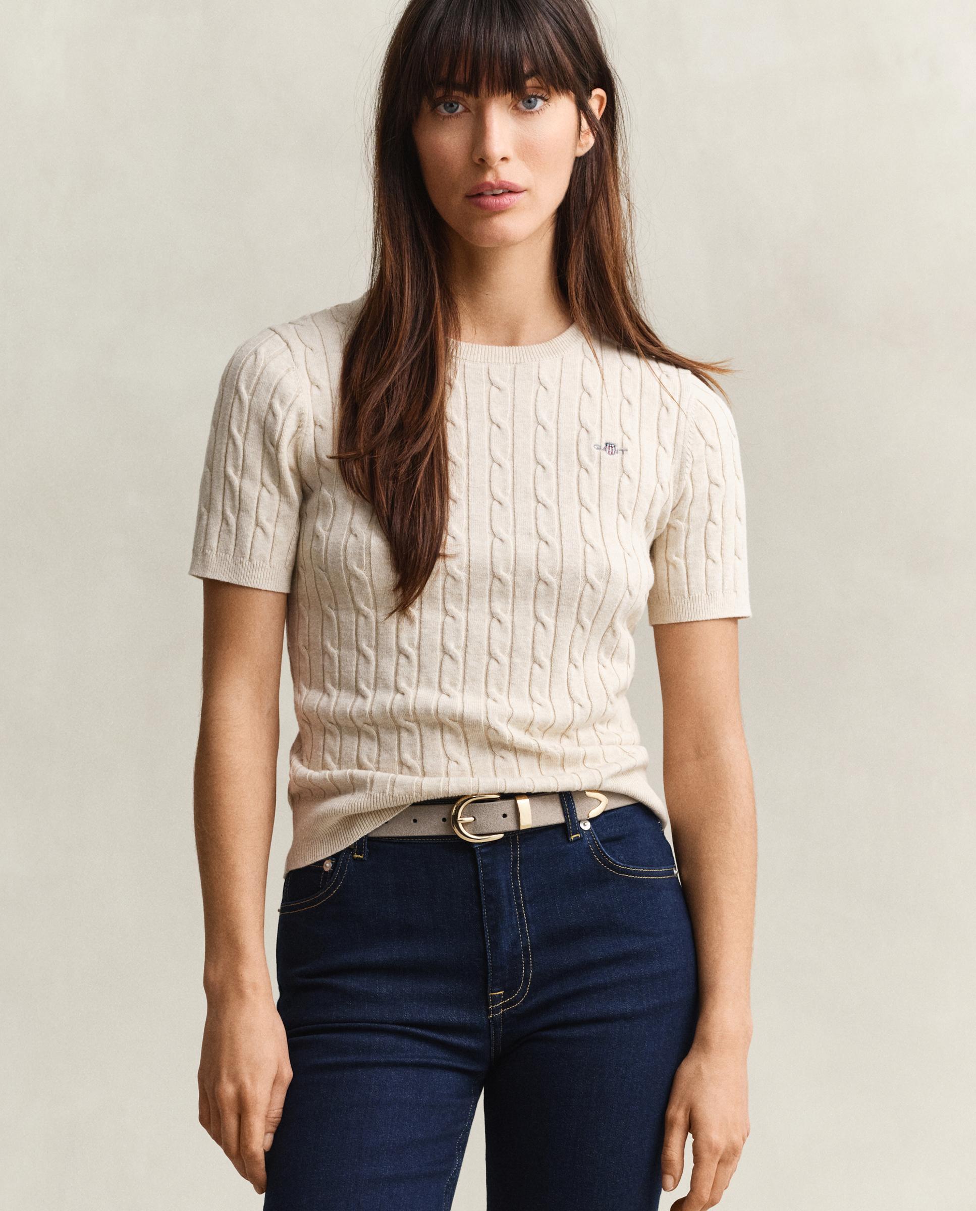 Jersey de mujer de manga corta con logo - Gant - Beige Beige-1