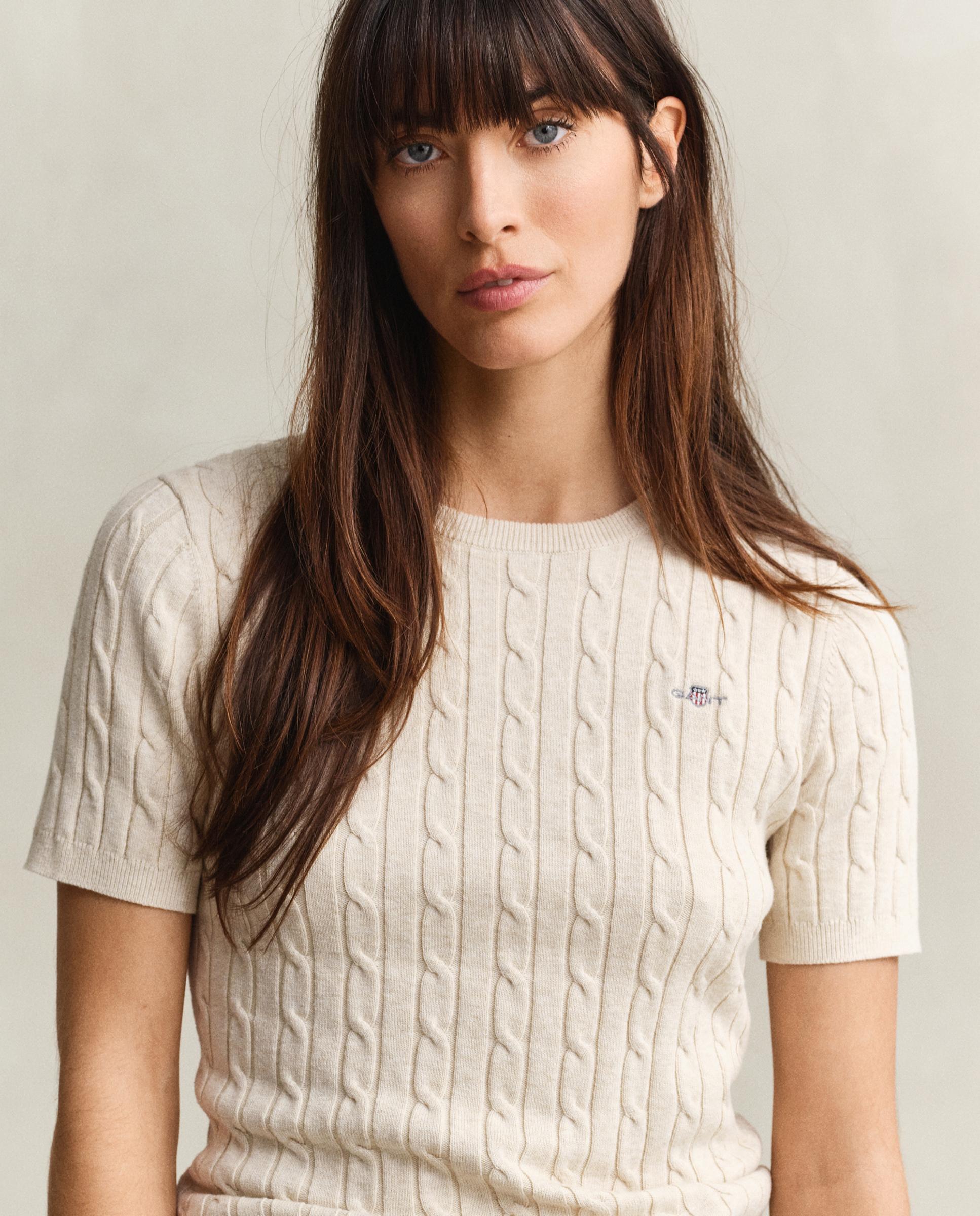 Jersey de mujer de manga corta con logo - Gant - Beige Beige-3