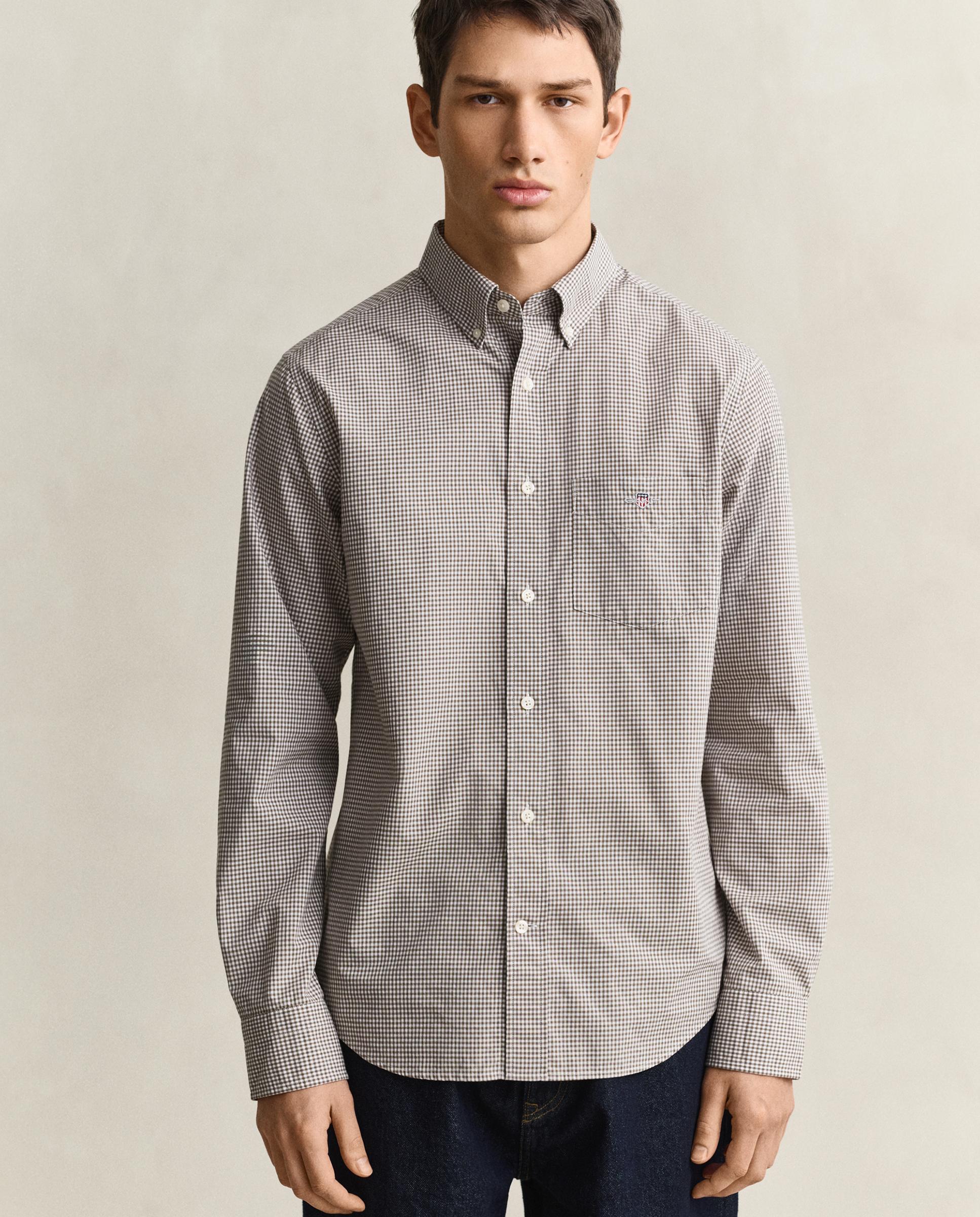 Camisa de hombre de clásica de manga larga - Gant - Gris Gris-1