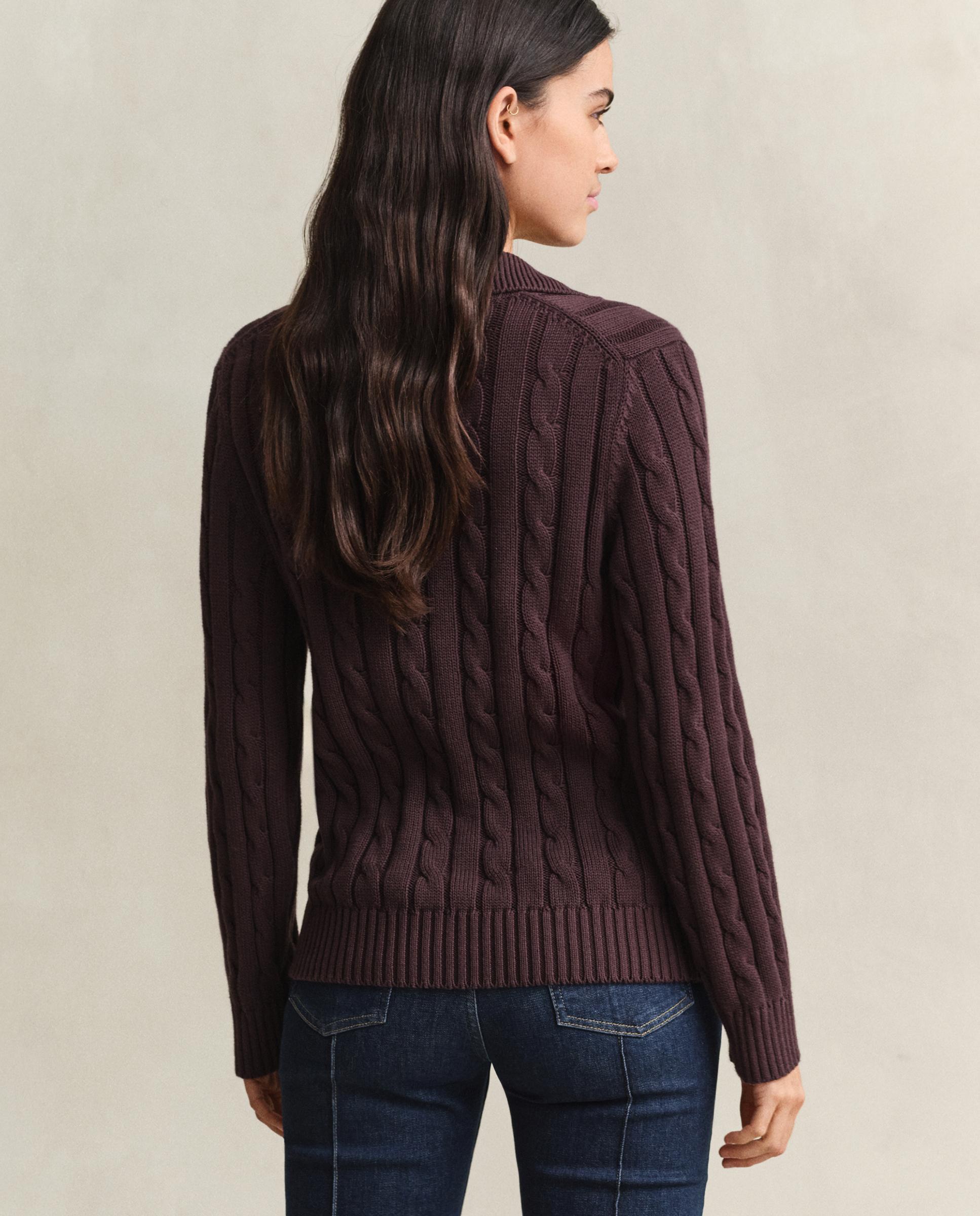 Jersey de mujer de manga larga con cuello con botones - Gant - Marrón Marrón-2