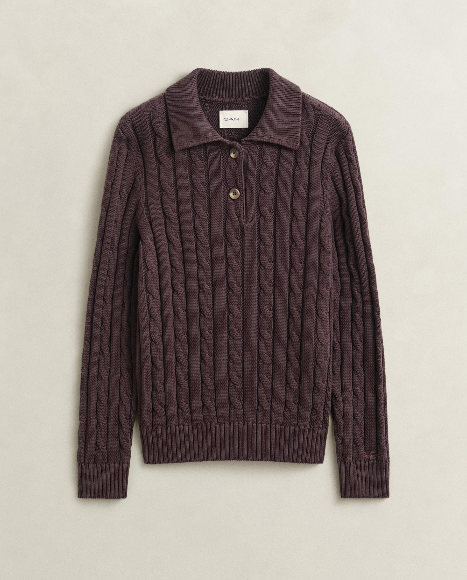 Jersey de mujer de manga larga con cuello con botones - Gant - Marrón Marrón-4