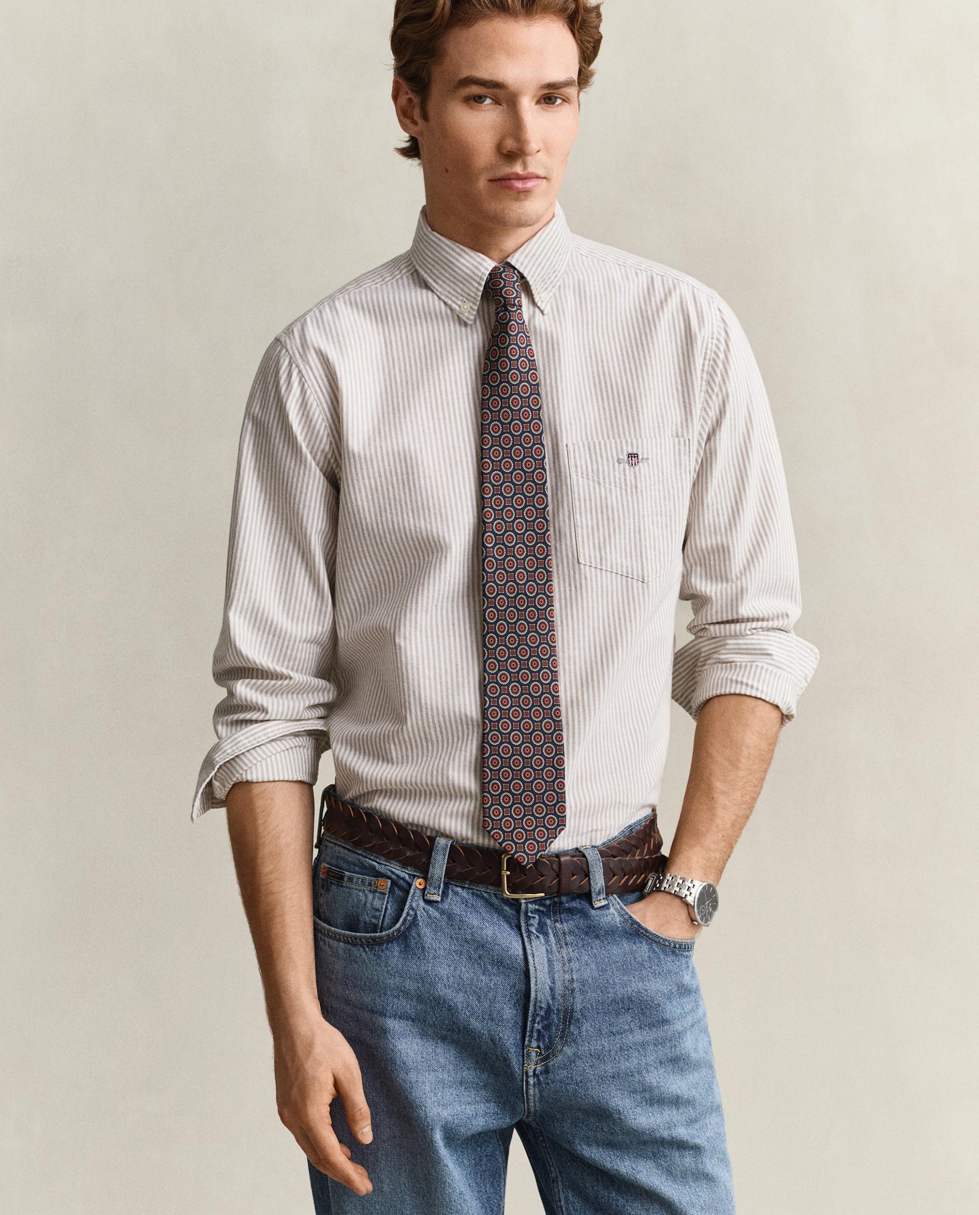 Camisa de hombre oxford de manga larga - Gant - Gris Gris-1