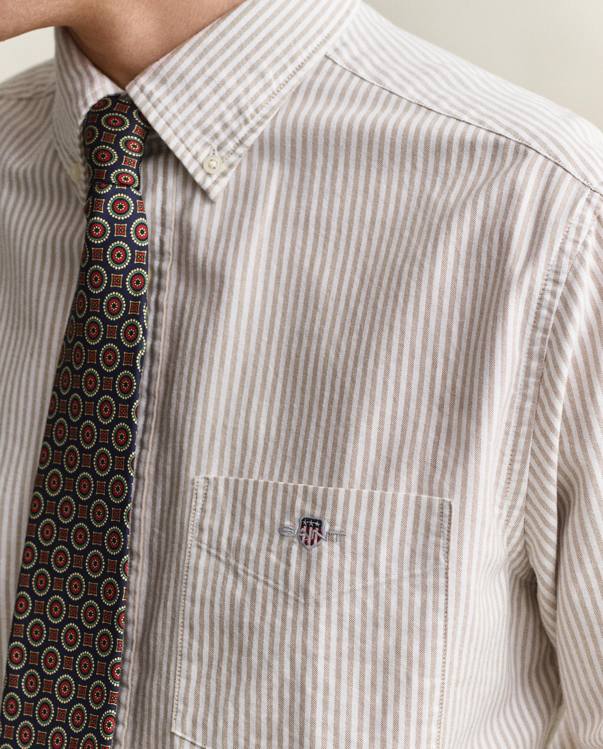 Camisa de hombre oxford de manga larga - Gant - Gris Gris-3