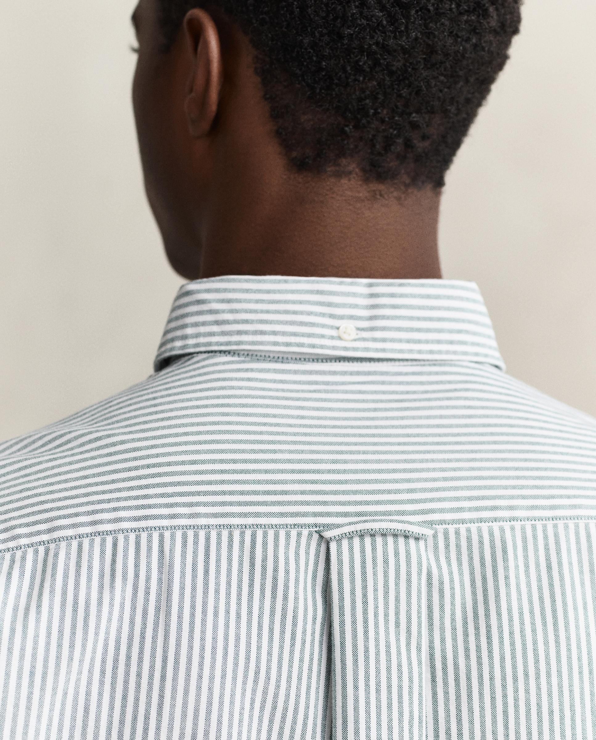 Camisa oxford de hombre de rayas con bolsillo en el pecho - Gant - Verde grisáceo Verde grisáceo-2