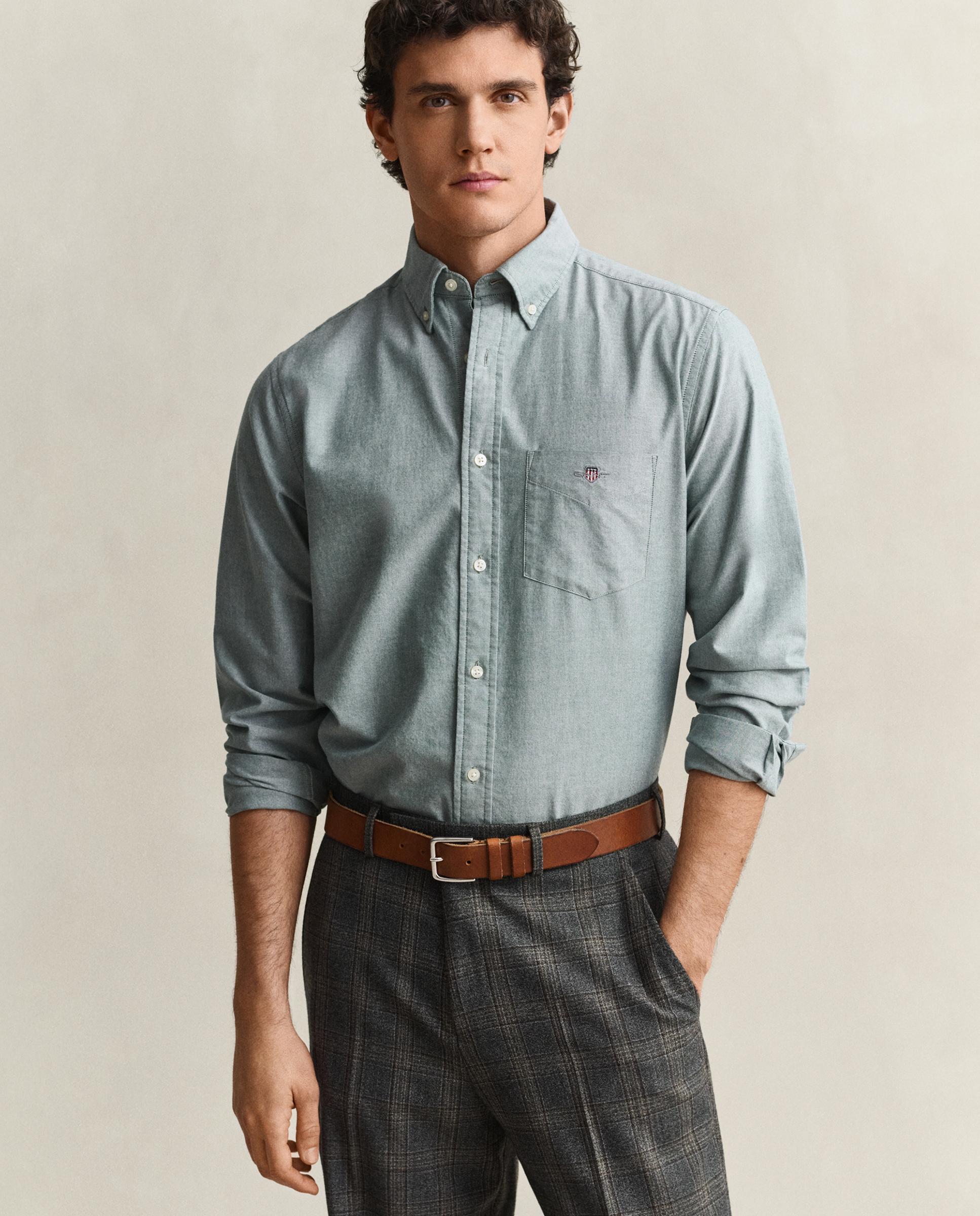 Camisa de hombre Oxford clásica Regular Fit - Gant - Verde grisáceo Verde grisáceo-1