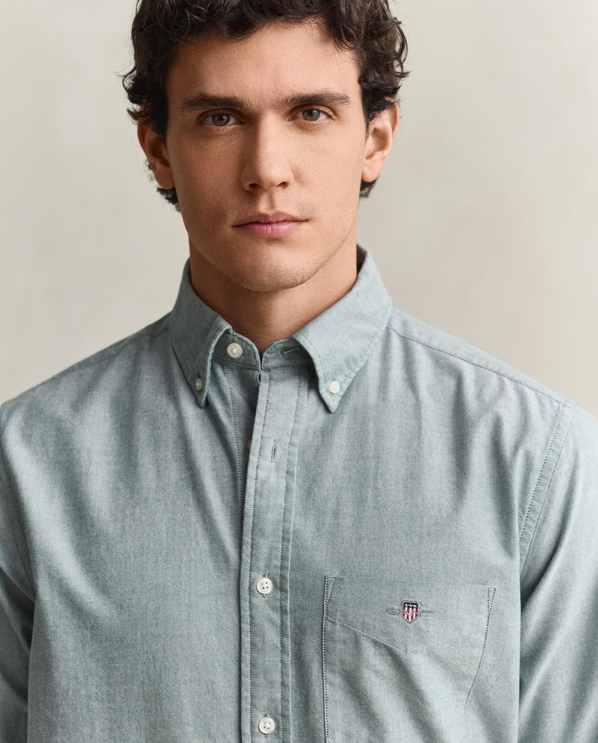 Camisa de hombre Oxford clásica Regular Fit - Gant - Verde grisáceo Verde grisáceo-2