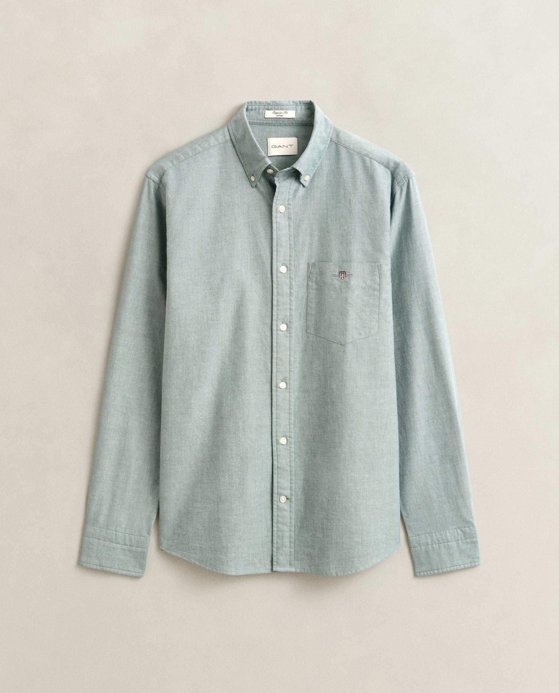 Camisa de hombre Oxford clásica Regular Fit - Gant - Verde grisáceo Verde grisáceo-5