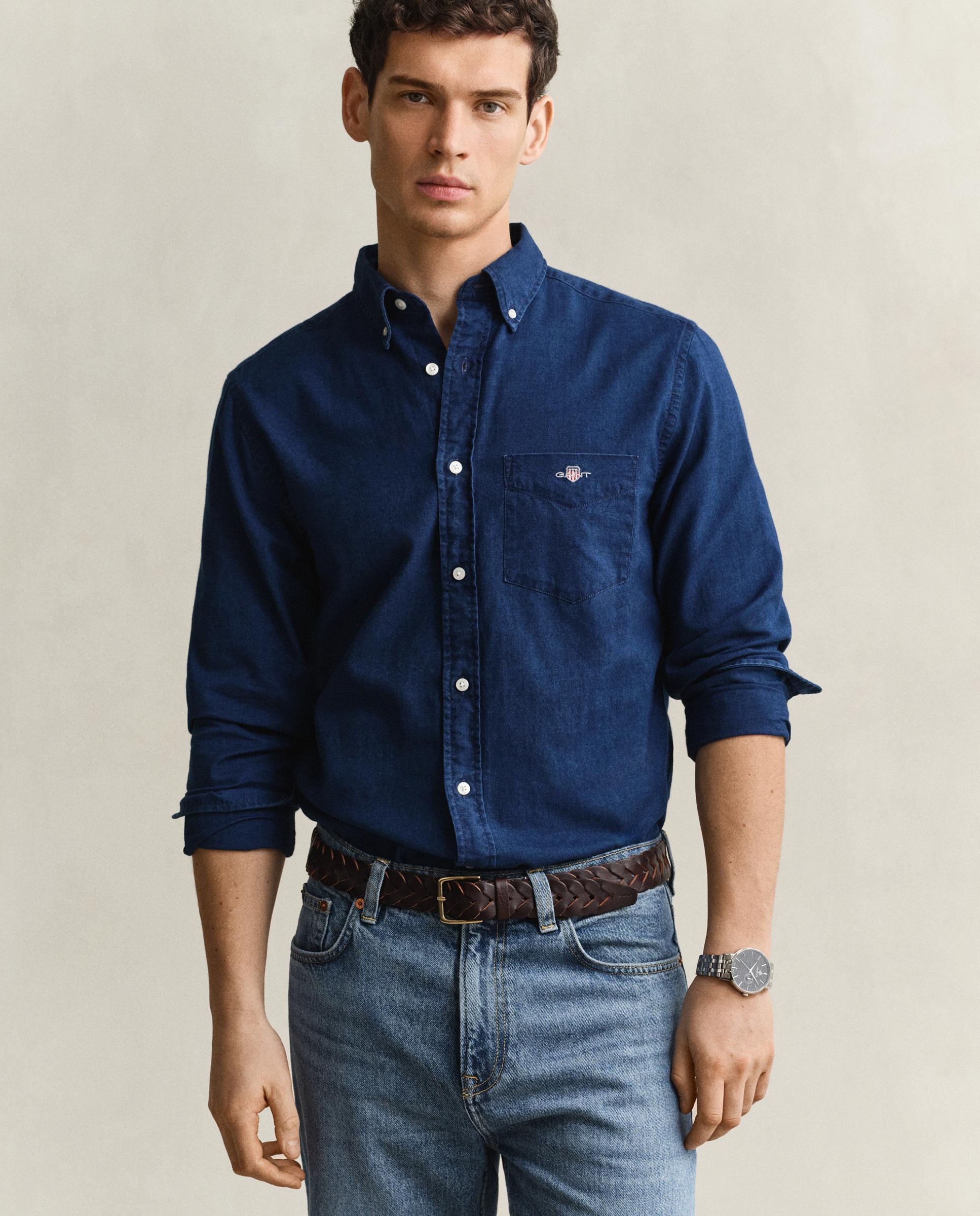Camisa de hombre oxford de manga larga - Gant - Índigo Índigo-1